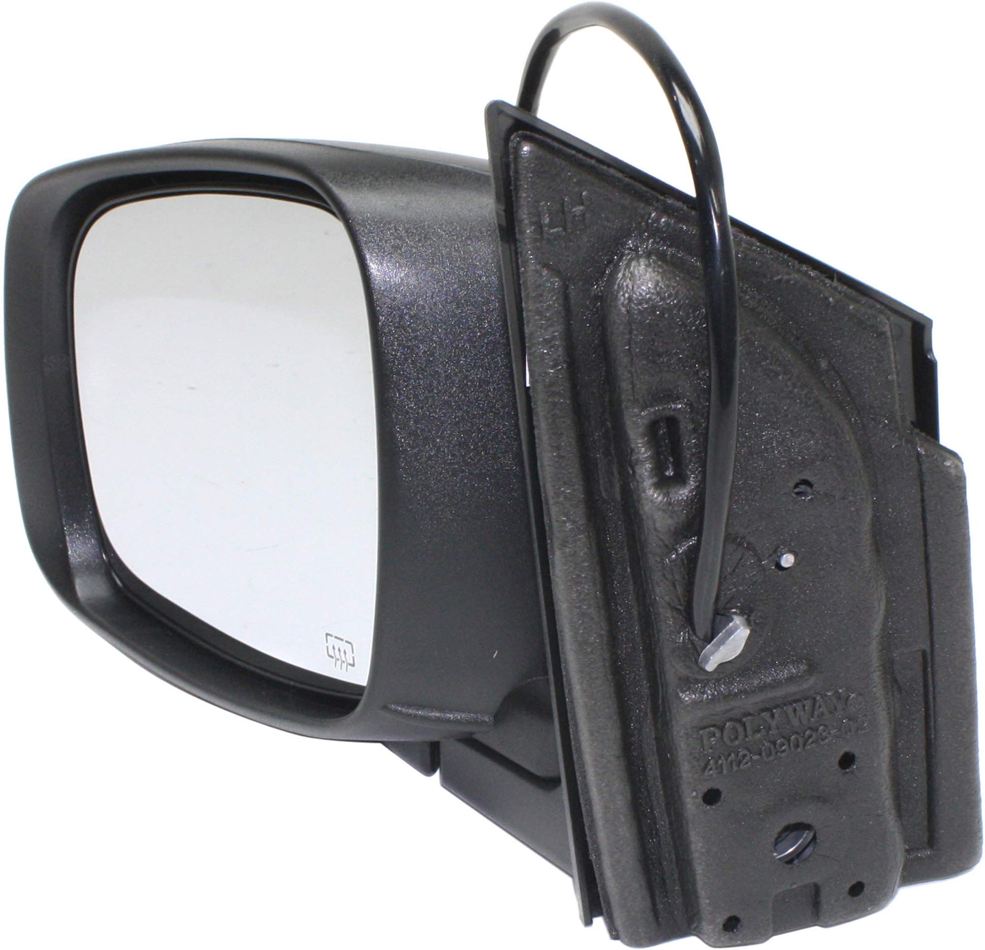 Kool Vue Mirror Compatible with 2008-2020 Dodge Grand Caravan, Fits 2008-2016 Chrysler Town & Country Driver Side Manual Folding, Heated, Textured Black, Power Glass, With one touch feature