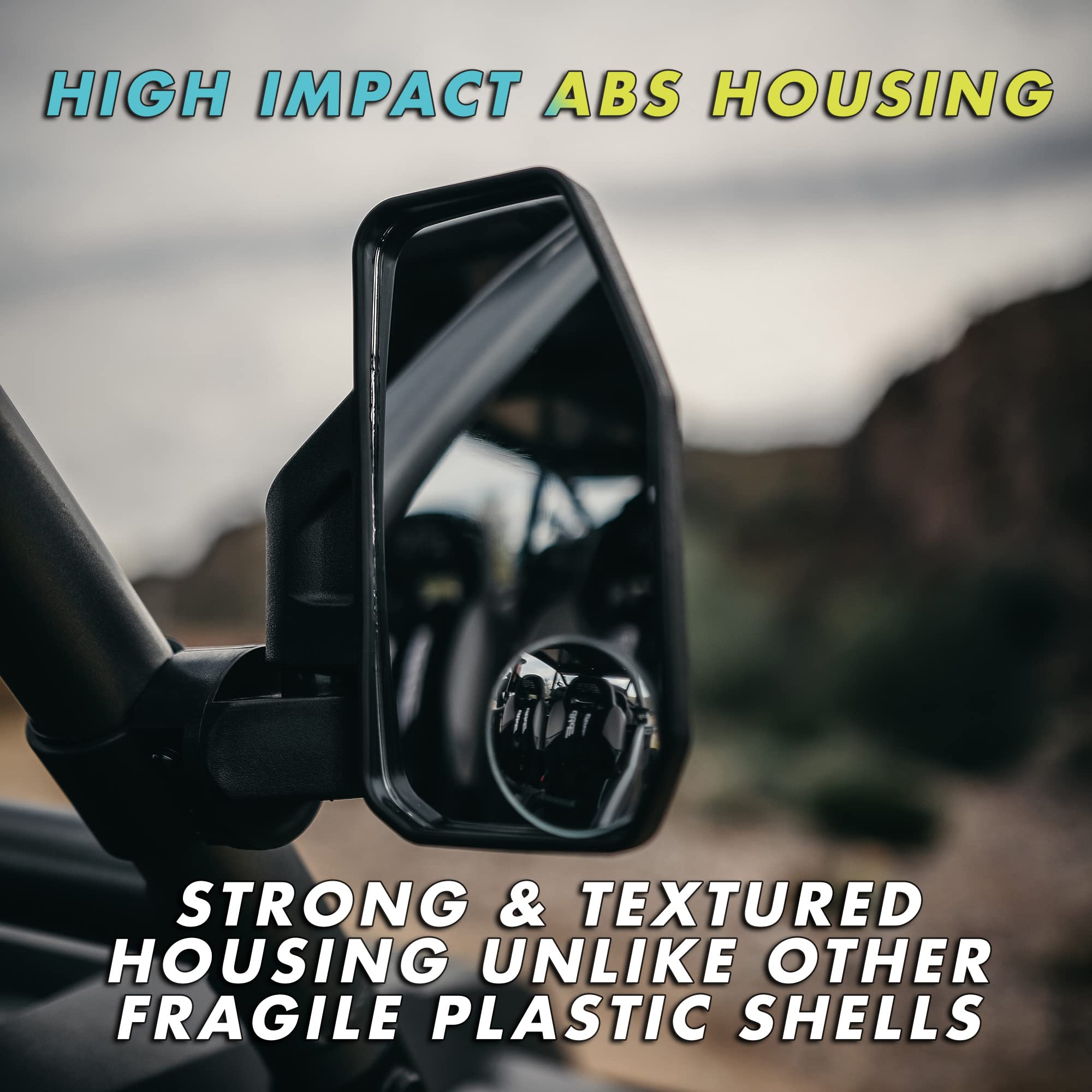 Chupacabra Offroad - Rear View/Side Utv Mirrors With Spot Mirror - High Impact Right & Left Side Mirror Kit For 1.6'' - 2'' Roll