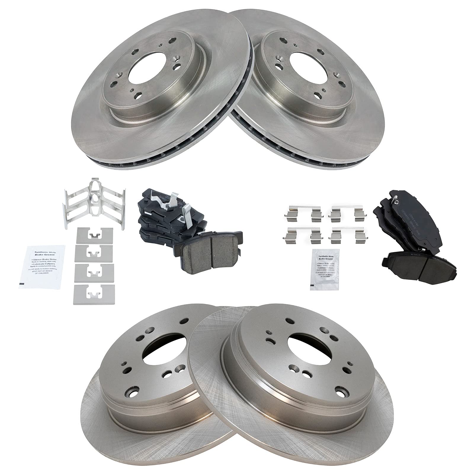 Trq Front And Rear Brake Pad & Rotor Kit Brake Pads Brake Rotor Ceramic Compatible With 2012-2015 Honda Cr-V