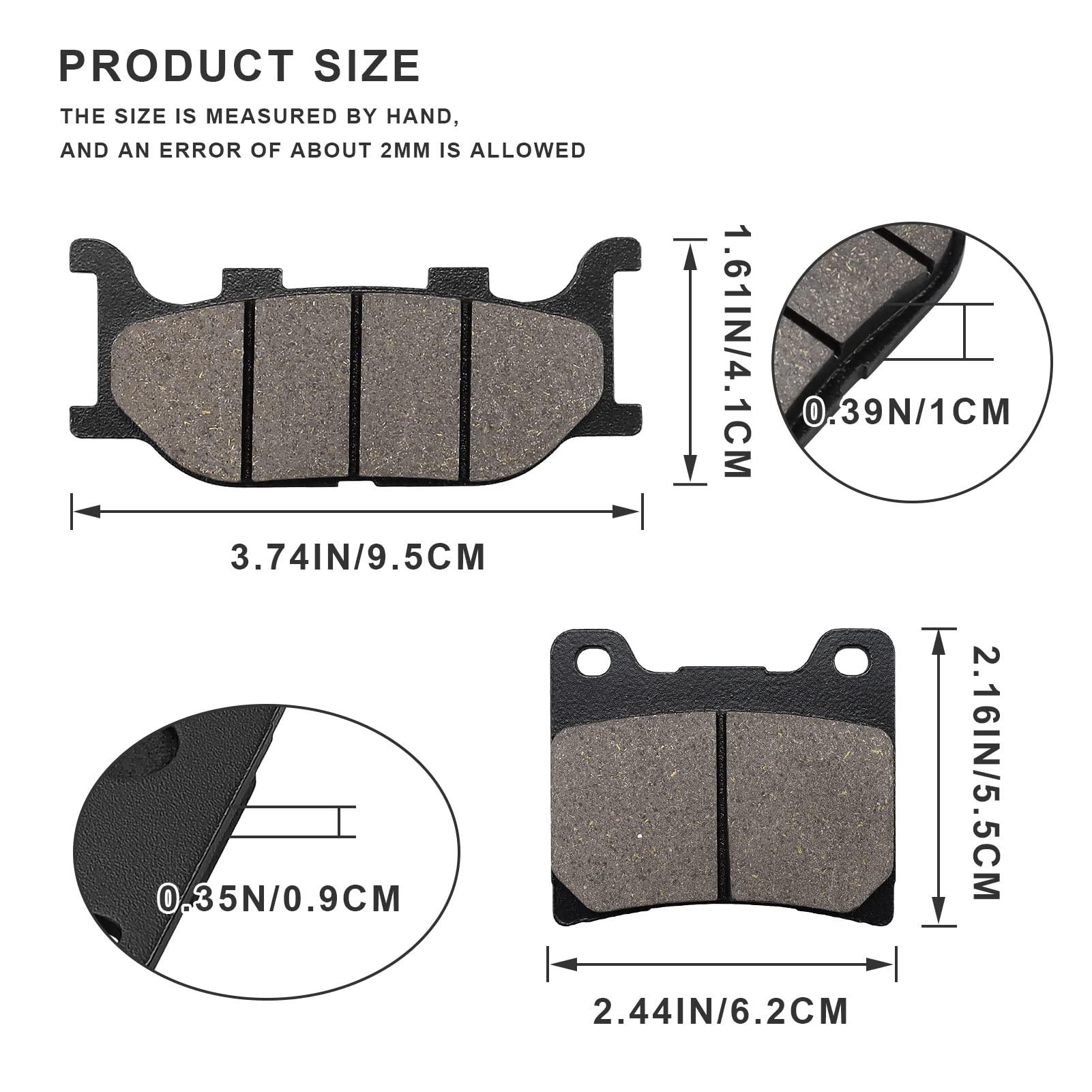 Sollon Front And Rear Brake Pads For Yamaha Xvs1100 Vstar 1100 Custom Midnight 2007-2008 / Xvs1100 V-Star Custom/Classic/Silverado 1999-2009 Virago 1100 Xv1100 / Dragstar 1100 Xvs1100