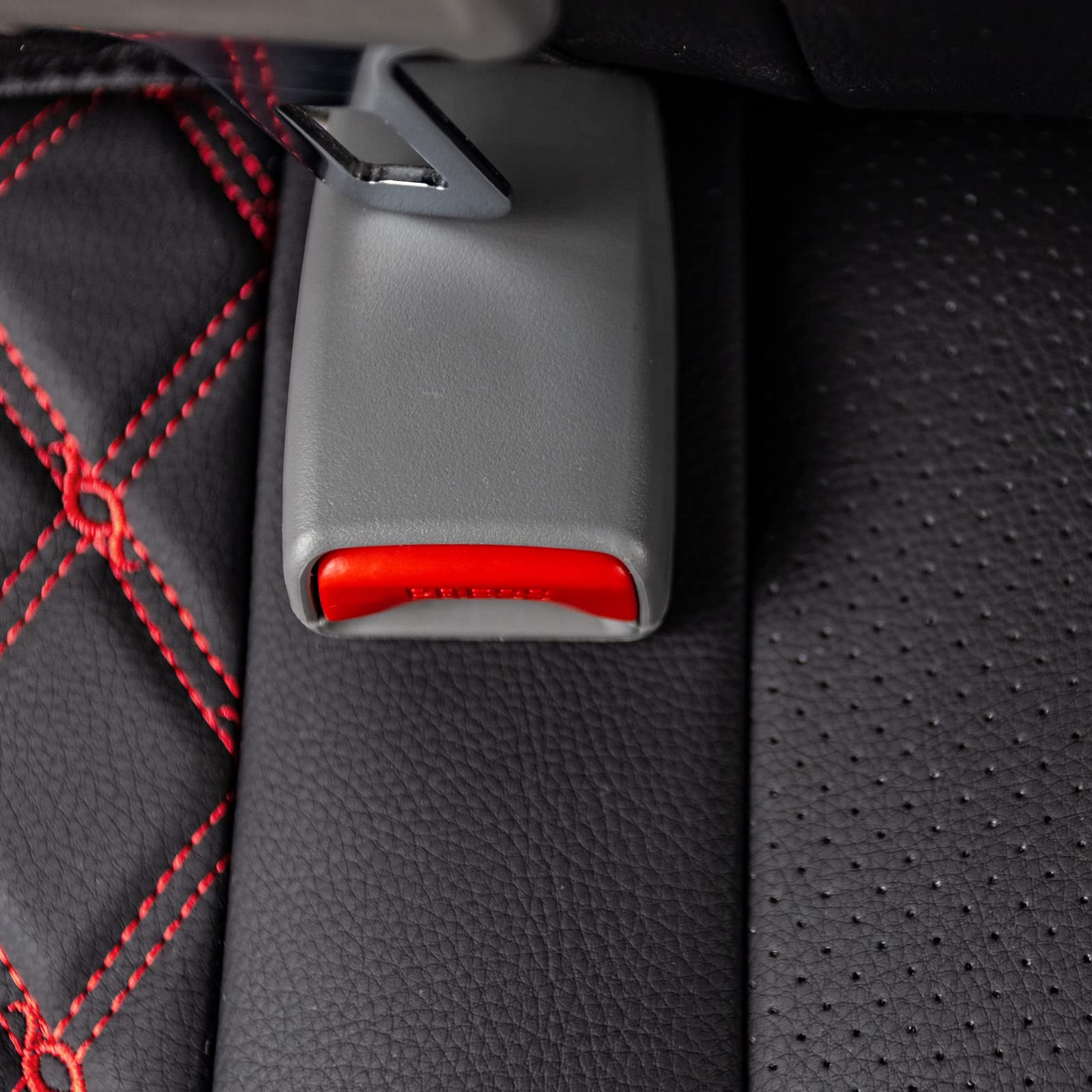 Luckyman Club Tacoma Full-Set Seat Covers P04-Hy, Fit Tacoma 2005 2006 2007 2008 2009 2010 2011 2012 2013 2014 2015 Double/Crew Cab Only, With Faux Leather (Full Set, Black-Red)