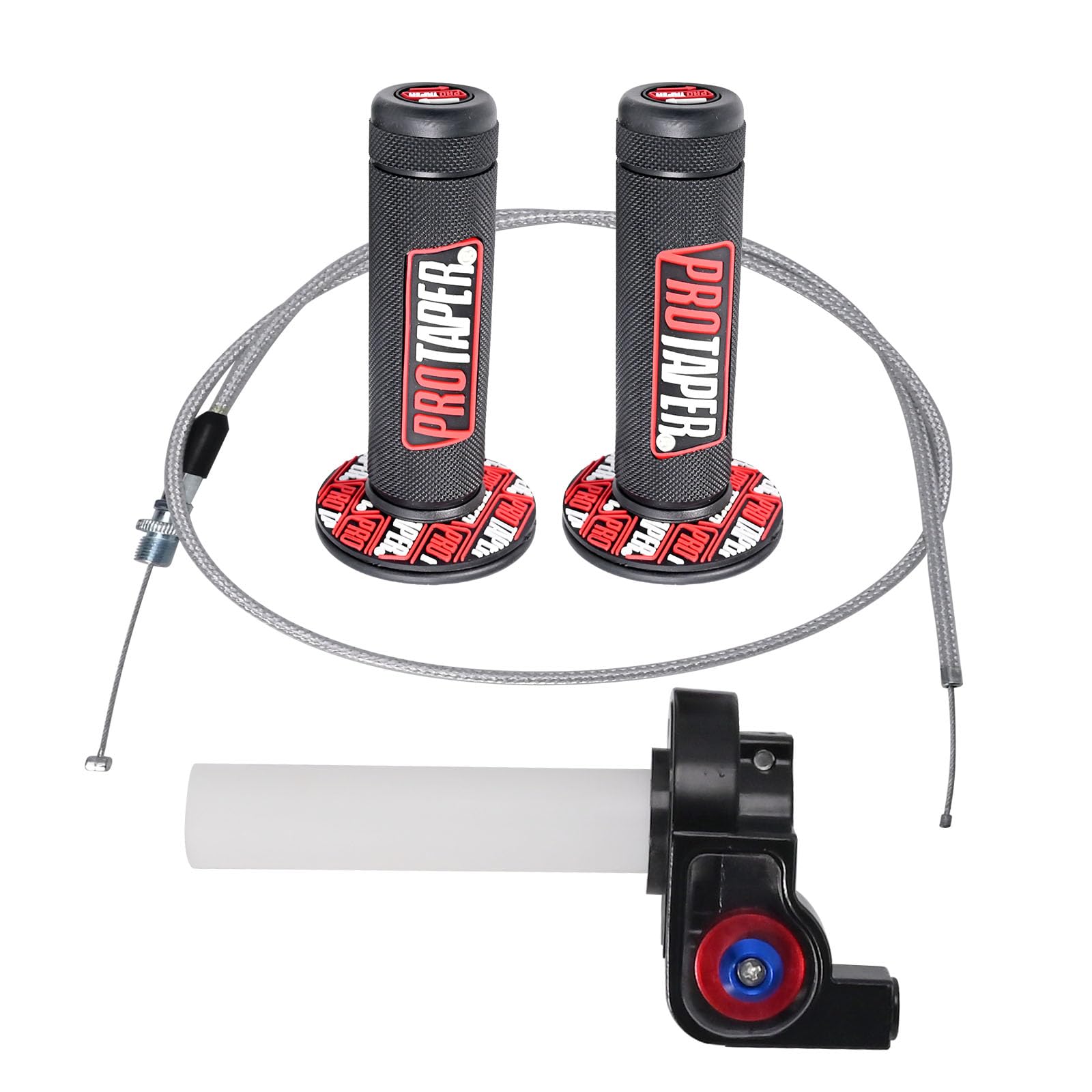 Cadufuelly 7/8' 22Mm Twist Throttle Accelerator Handle Grips And Cable Set Switch Replacement For Crf Klx Ttr 110 125 150 200 250Cc Mini Bike Atv Quad Pit Bike Dirt Bike (Red)