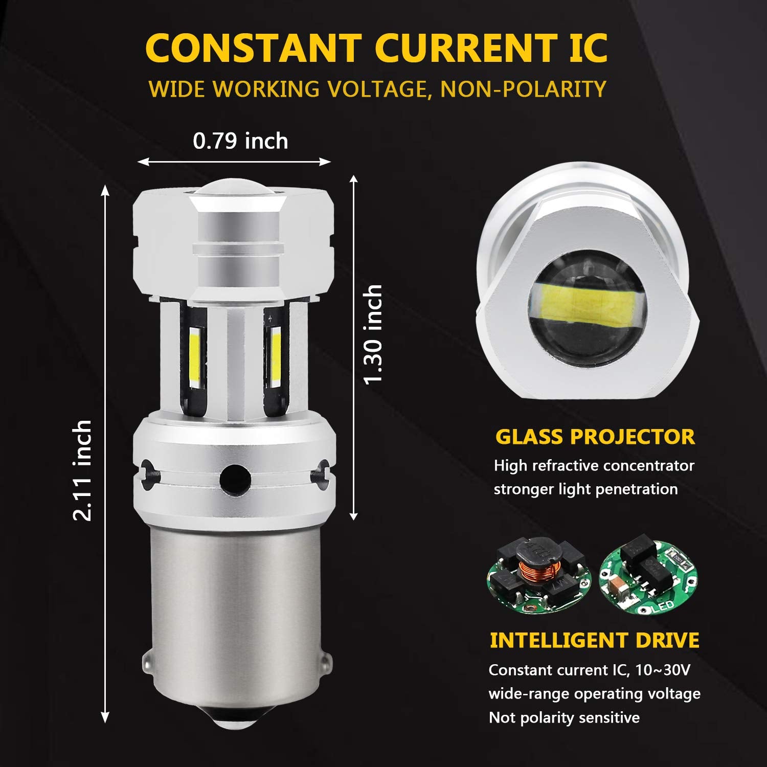 Phinlion 3600 Lumens 1156 Led Reverse Bulbs Super Bright P21W Ba15S 3497 7506 1141 Led Replacement With Projector For Car Truck