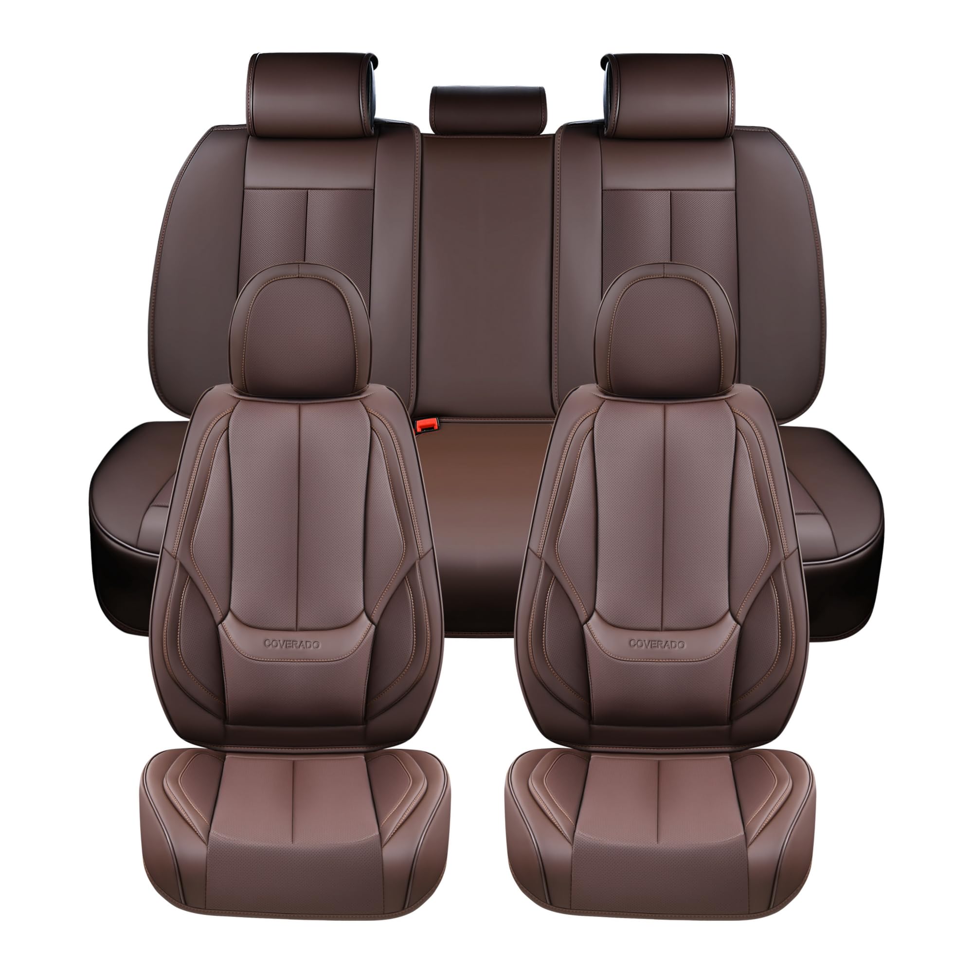 Coverado Car Seat Covers Full Set, Seat Covers For Cars, Brown Car Seat Cover, Car Seat Protector Waterproof, Nappa Leather Car 