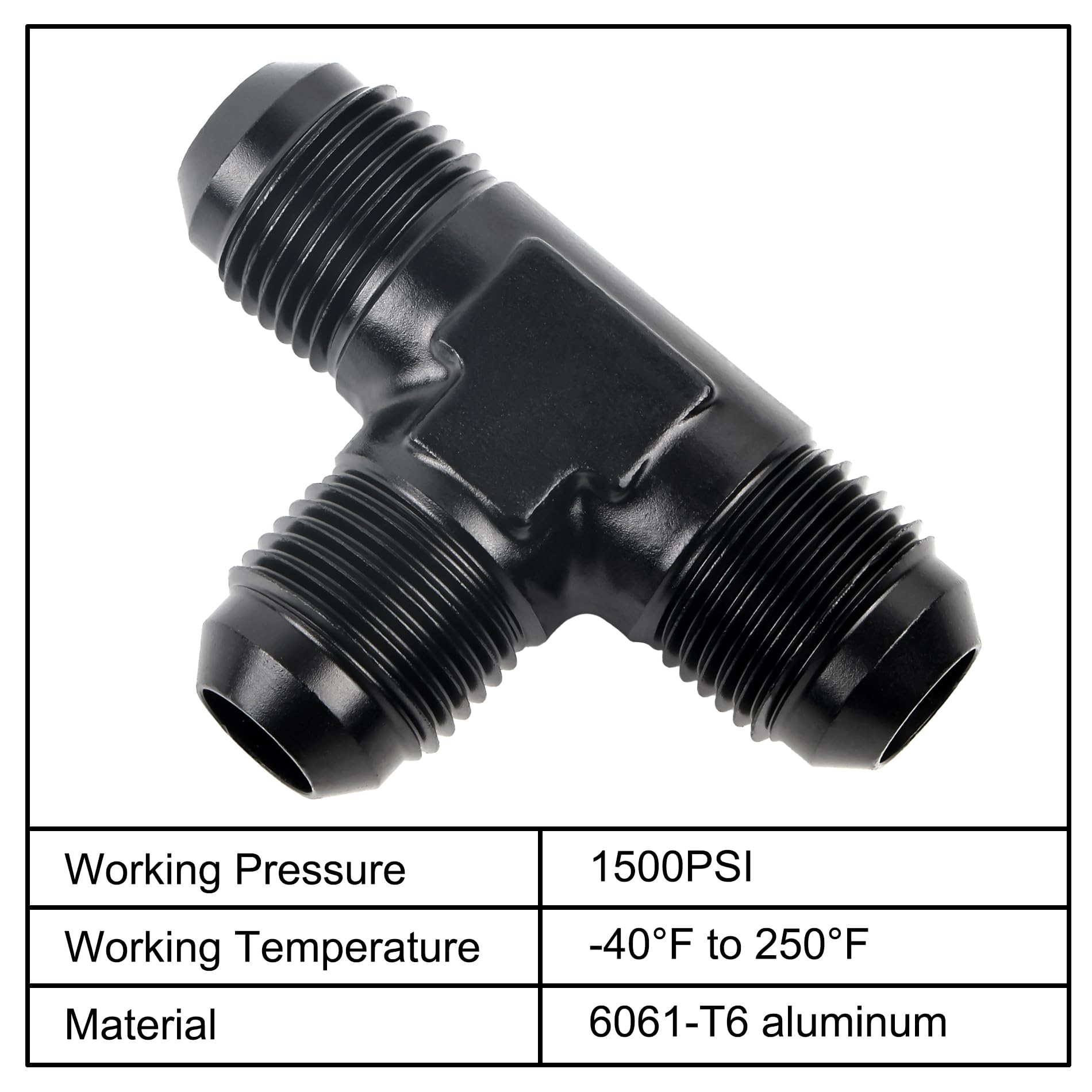 Evil Energy 8An Male Flare Tee Fitting Adapter T Union Aluminum Black