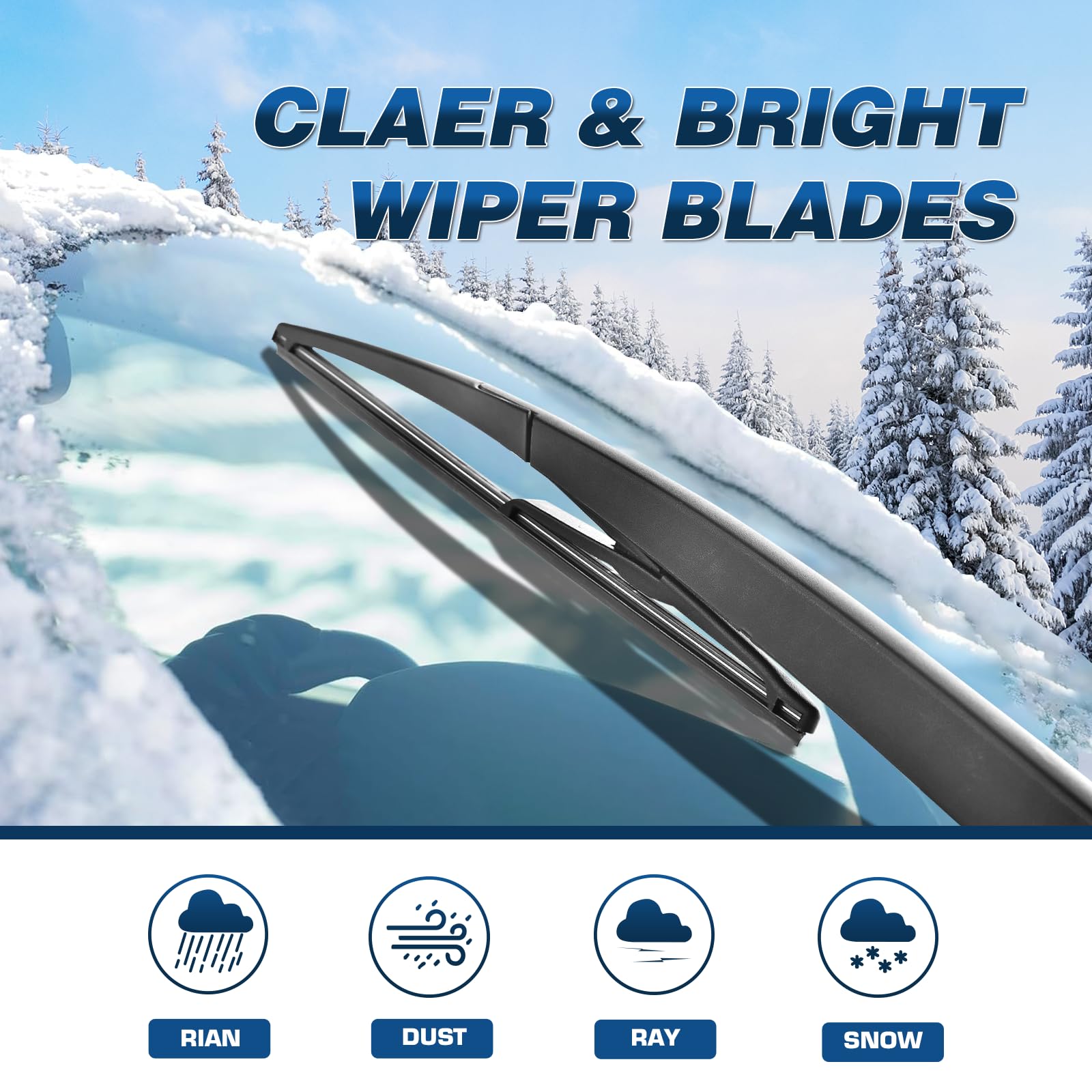 Jarhot 12 Inch Rear Wiper Blade Replacement For Nissan Rogue 2023-2008 Qashqai 2023-2017 Juke 2017-2011 Pathfinder 2020-2013 Kic