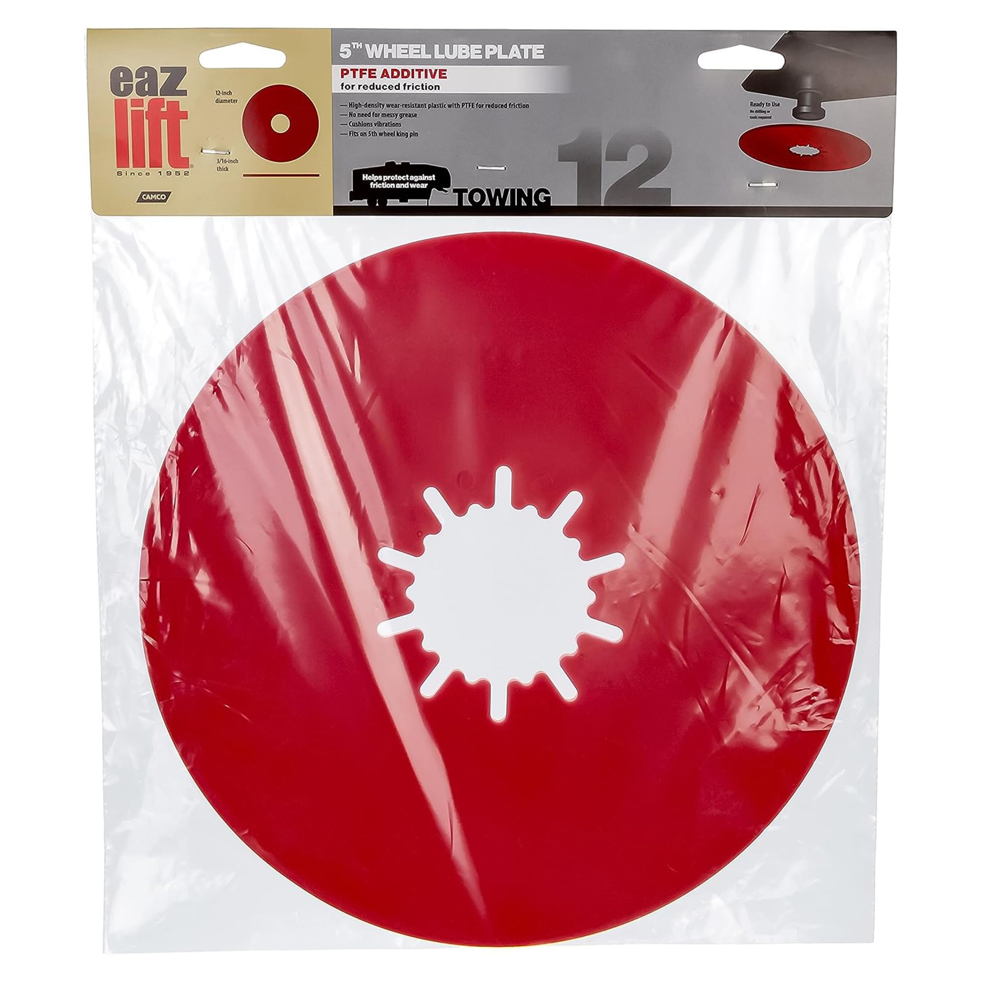 Camco Eaz-Lift 12    Premium Fifth Wheel Lube Plate - Crafted Of High-Density Ptfe Plastic To Protect Against Wear And Tear - Cu