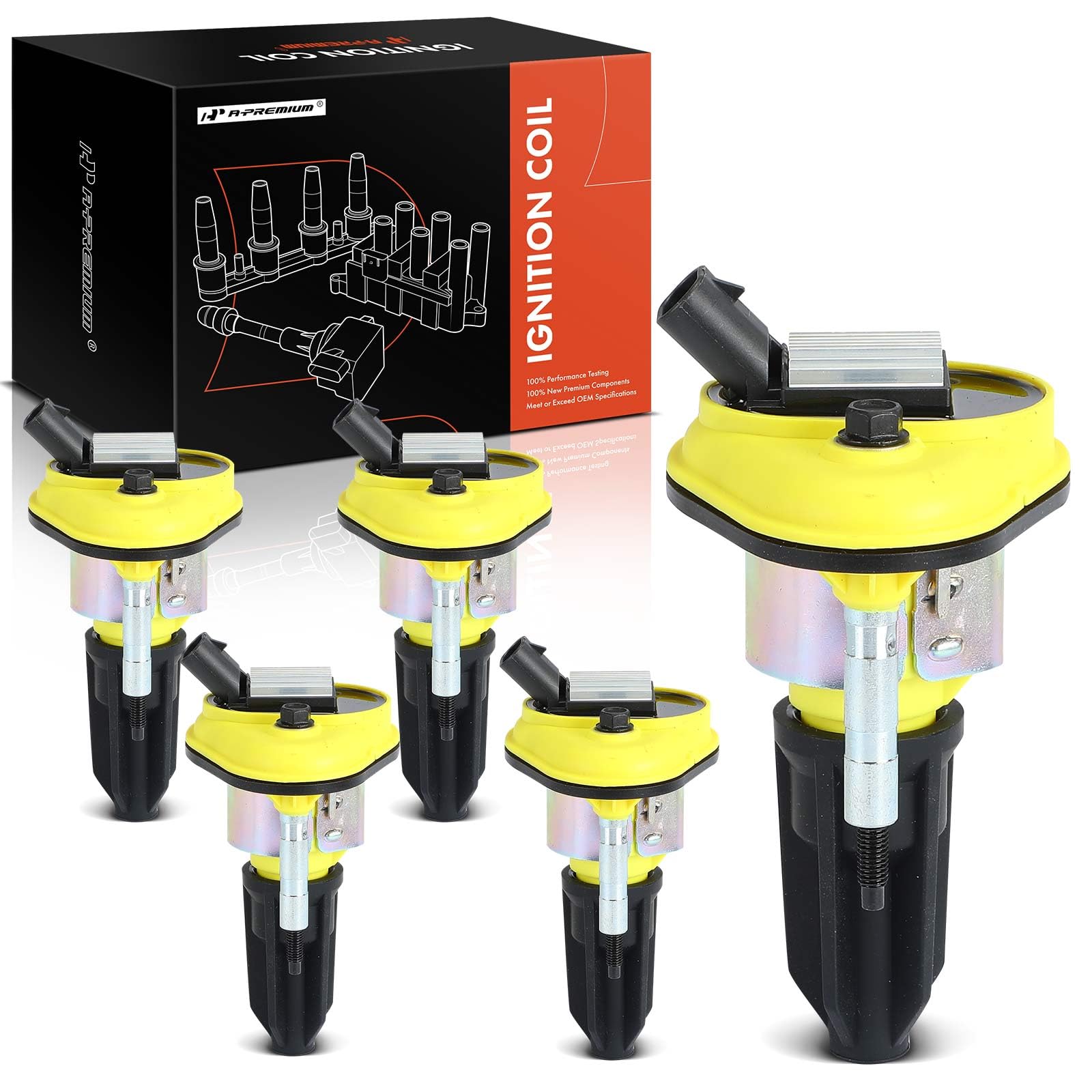 A-Premium (Yellow) Engine Ignition Coil Pack Compatible With Chevrolet Colorado 2004-2006 & Gmc Canyon 2004-2006 & Hummer H3 200