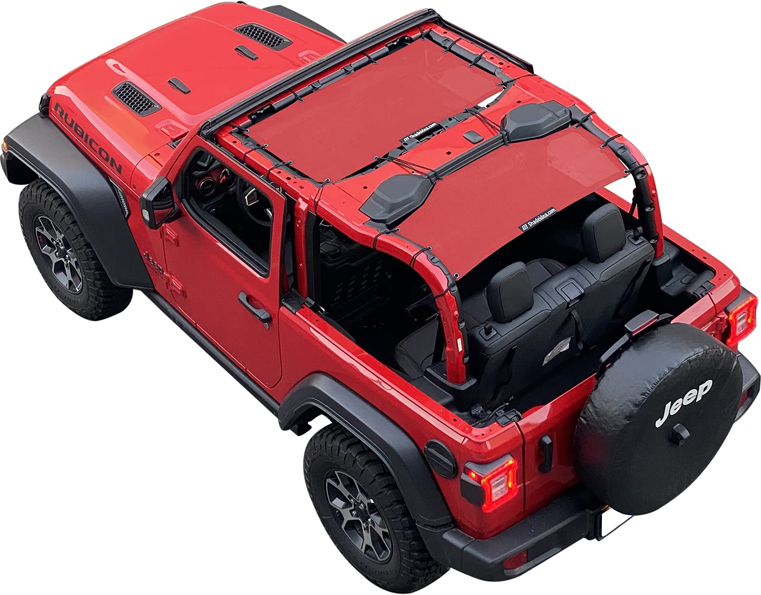 Shadeidea Jl Sun Shade Top For Jeep Wrangler 2 Door Top Sunshade (2018-2023), Front & Rear - Cherry Red Mesh Screen Wrangler Cov
