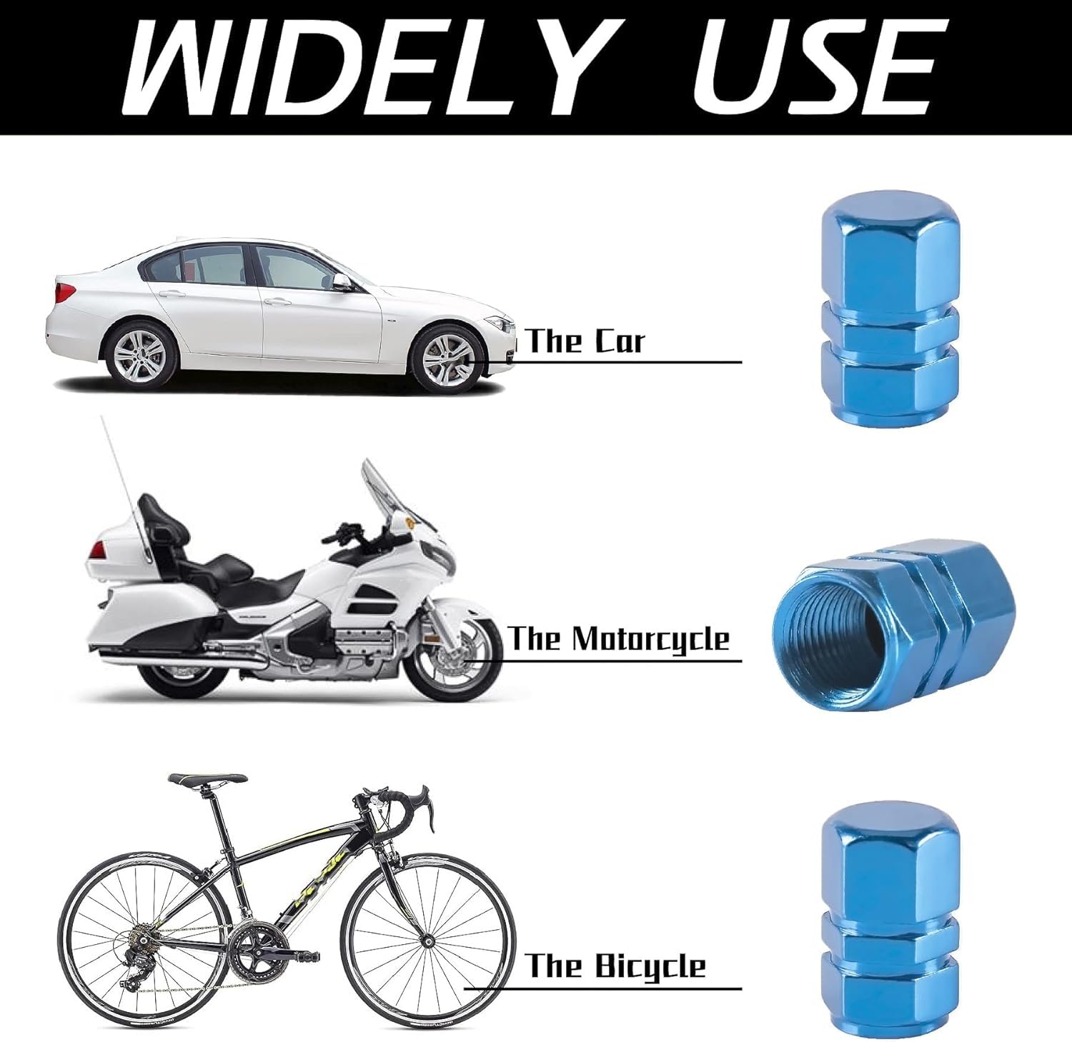 Justtop Car Tire Valve Stem Caps, 12Pcs Air Caps Cover, Universal For Cars, Suvs, Bike, Trucks And Motorcycles-Pale Blue