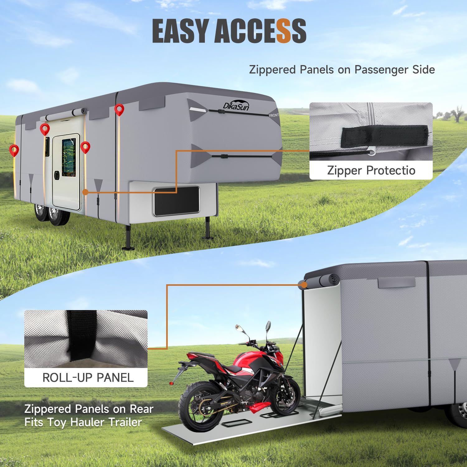 Dikasun Fifth Wheel Rv Cover With 7-Ply Layers,5Th Wheel Camper Cover 37-40Ft Uv Protection Waterproof Windproof And Breathable