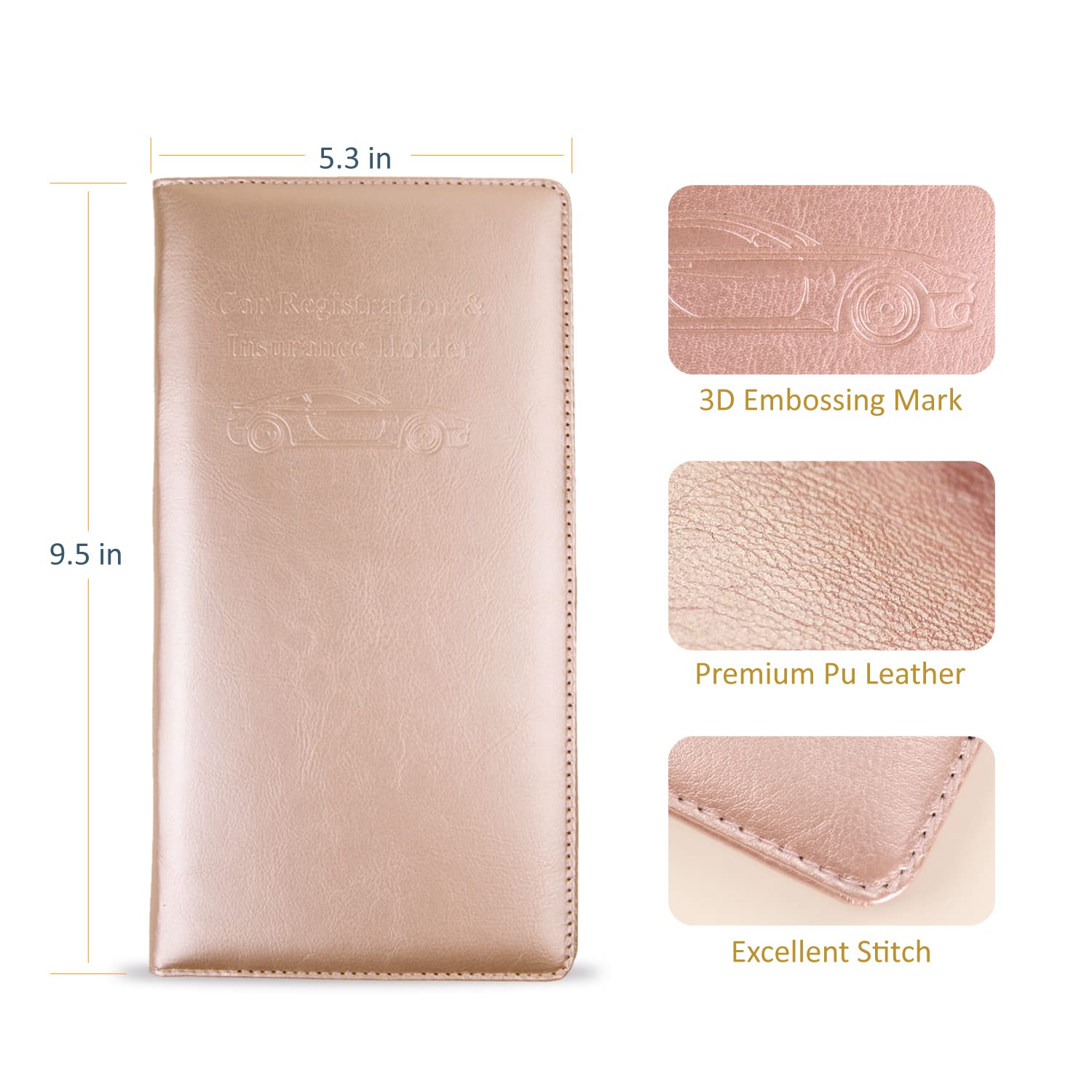 Car Accessories Registration And Insurance Holder,Leather Essential Card Magnetic Shut Wallet Vehicle Glove Box Organizer For Au
