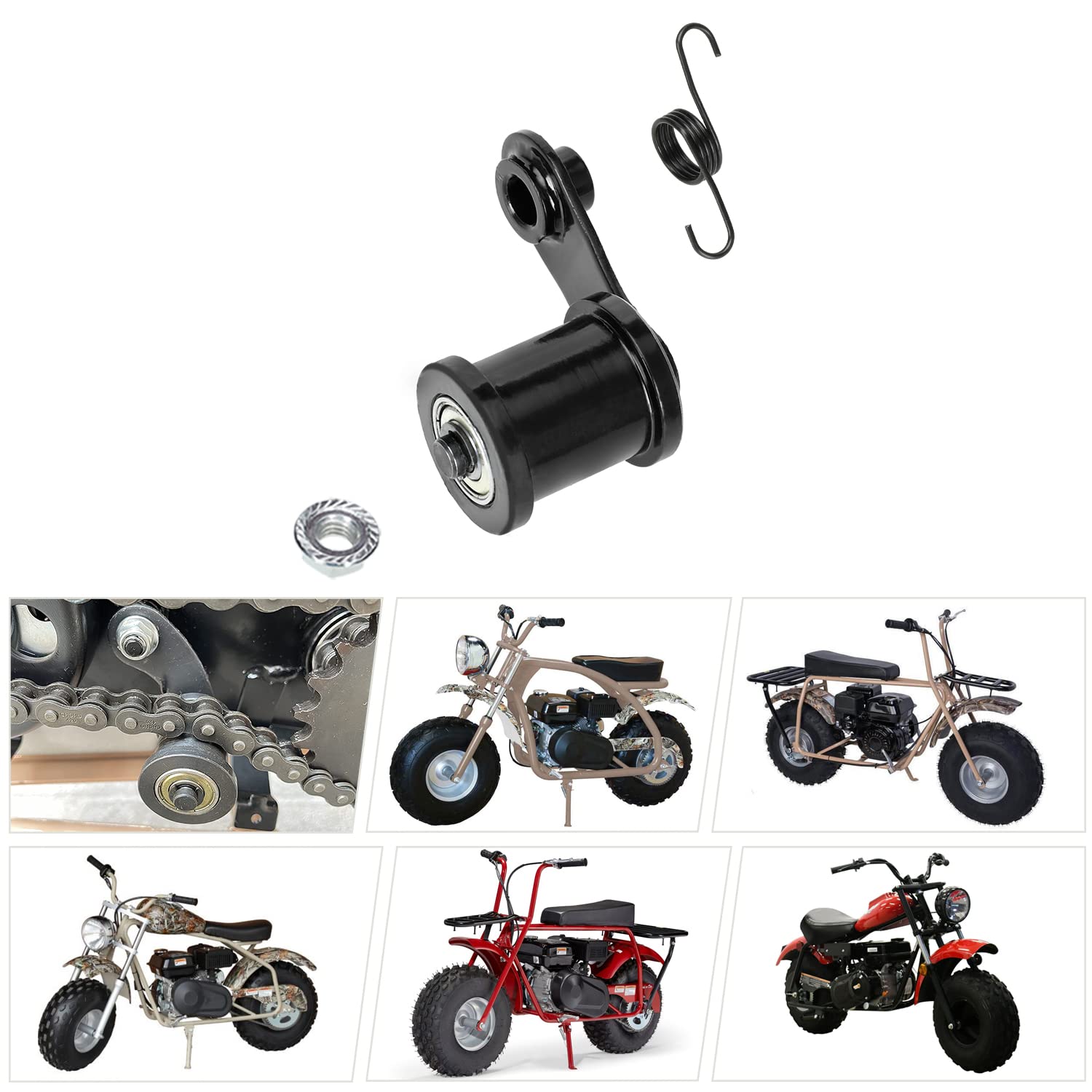 Fvrito Chain Tensioner With 1-3/4'' Roller For Powersports 6.5Hp 196Cc 212Cc Ct200U Trail 200 Bt200X Ct200U-Ex Massimo Mb200 Baja Heat Warrior Mb200 Mb165 Trailmaster Hensim Motorsport Mini Bike Parts