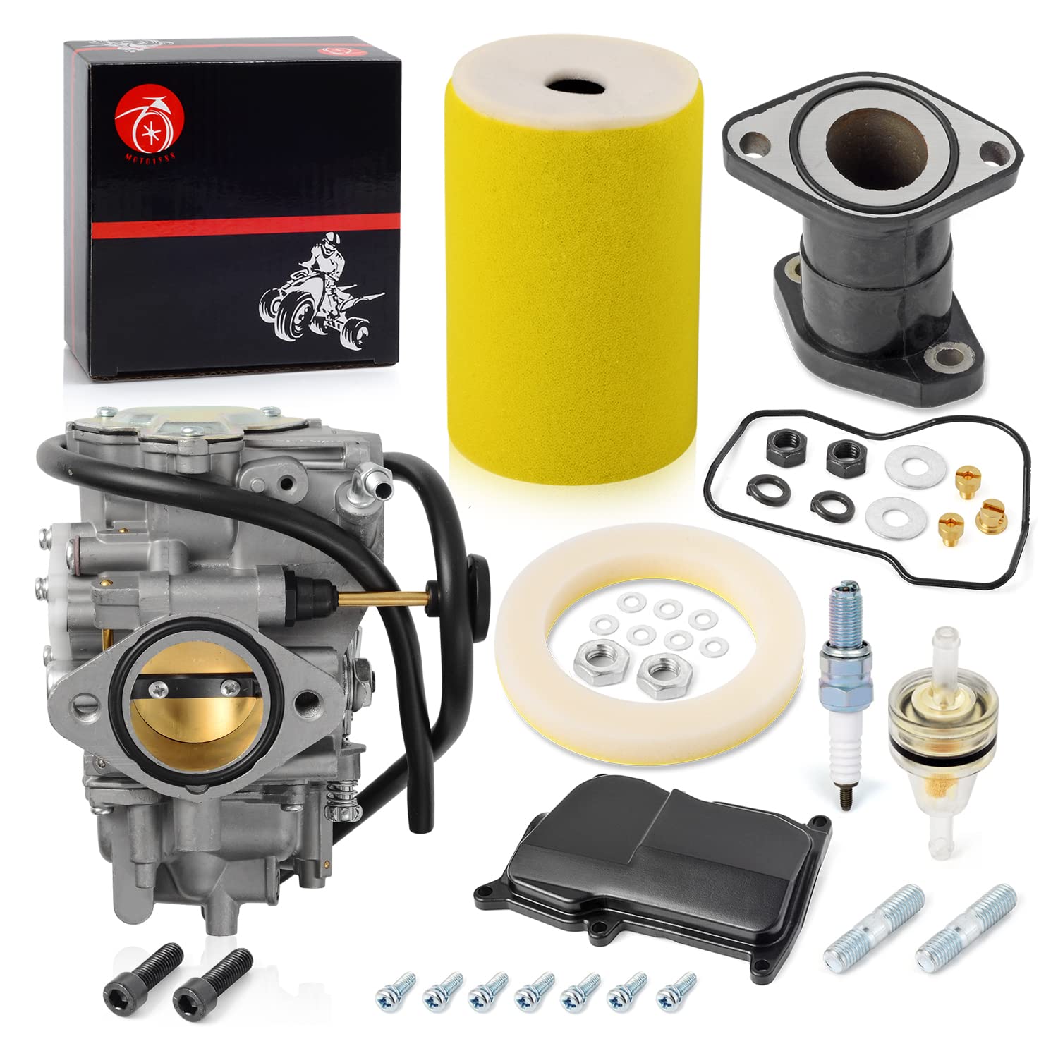 Carburetor Carb and Air Filter Foam Intake Manifold For YAMAHA 1987-1998 Big Bear 350 1987-1995 Moto 4 YFM350ER 1996-1998 Kodiak