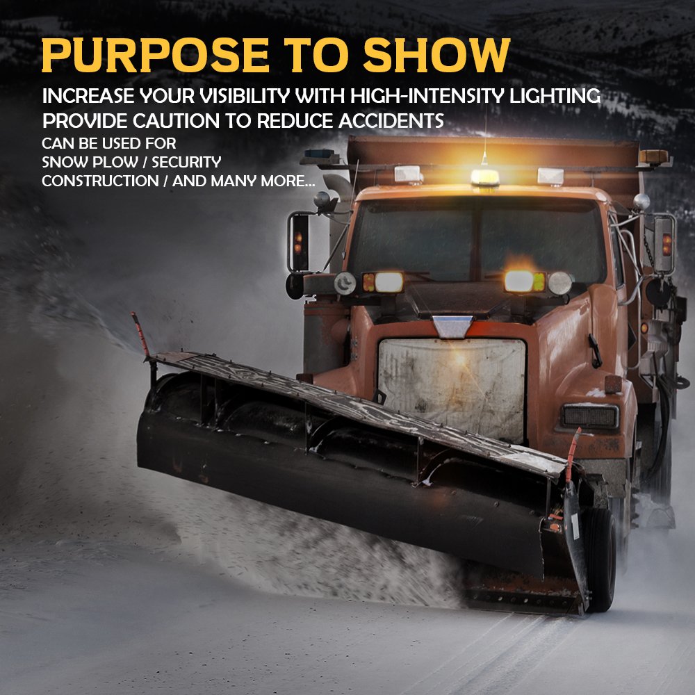 Xprite White Amber Yellow 240 Led Emergency Warning Rotating Strobe Beacon Light, 14 Flash Modes Revolving Safety Caution Lights