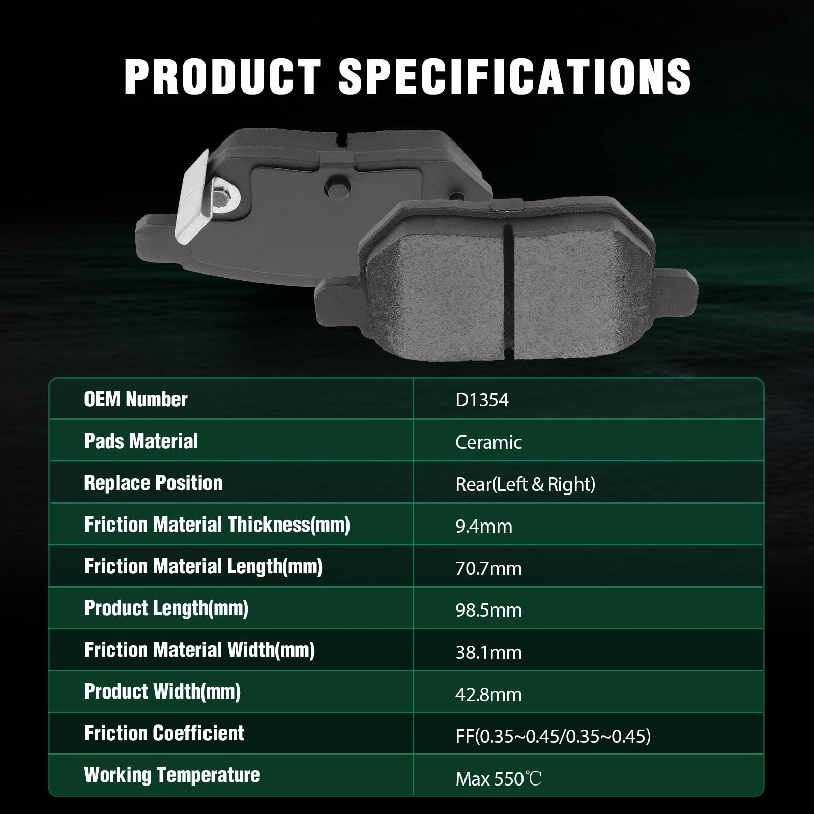 Automuto 8Pcs Front & Rear Ceramic Disc Brake Pads Set D1354 D1210 For Pontiac Vibe 2009-2010,For Scion Xb 2008-2015,For Toyota