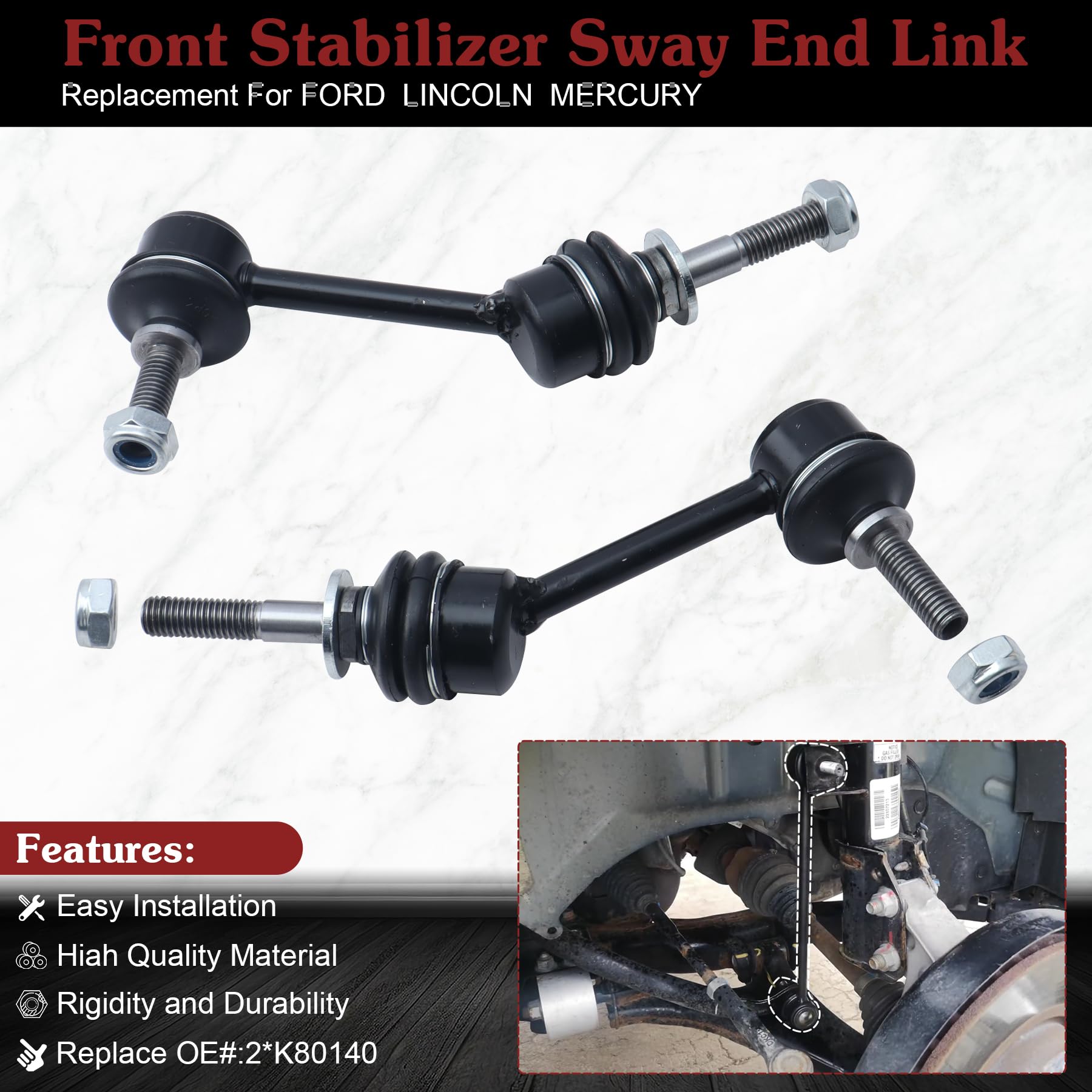 Stiueoav K80140 Sway Bar Link - Front Stabilizer End Link Compatible With 2003-2011 Crown Victoria?2003-2011 Town?2003-2011 Gran