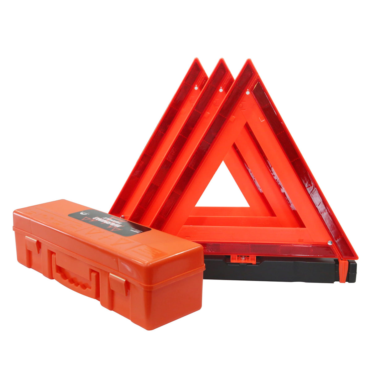 WORKKOOL 3 Pack Foldable Warning Reflective Triangles with Carrying Case, Heavy Base Roadside Triangles for Vehicles Breakdown, 