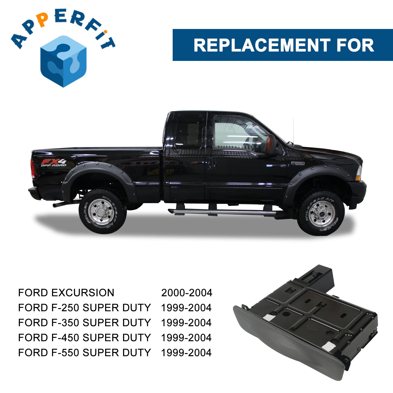 Apperfit In Dash Cup Holder (Dark Gray) For 1999-2004 Ford F250 F350 F450 F550 Super Duty Truck 2000-2004 Excursion