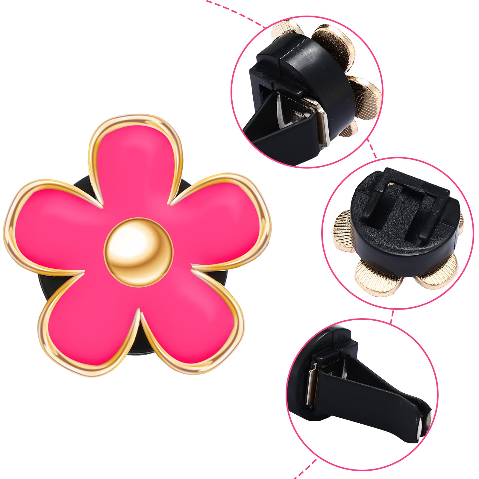 Frienda 6 Pcs Daisy Flower Air Vent Clip Air Freshener Outlet Clip Car Air Conditioning Clip Charm Car Inter Decor(Red, Pink, Wh