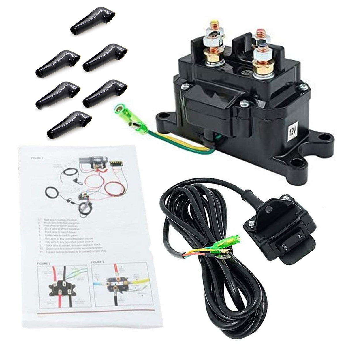 12V Winch Solenoid Relay Contactor  Winch Rocker Thumb Switch Combo With Handlebar Control Kit Compatible With Atv Utv 1500Lb-50