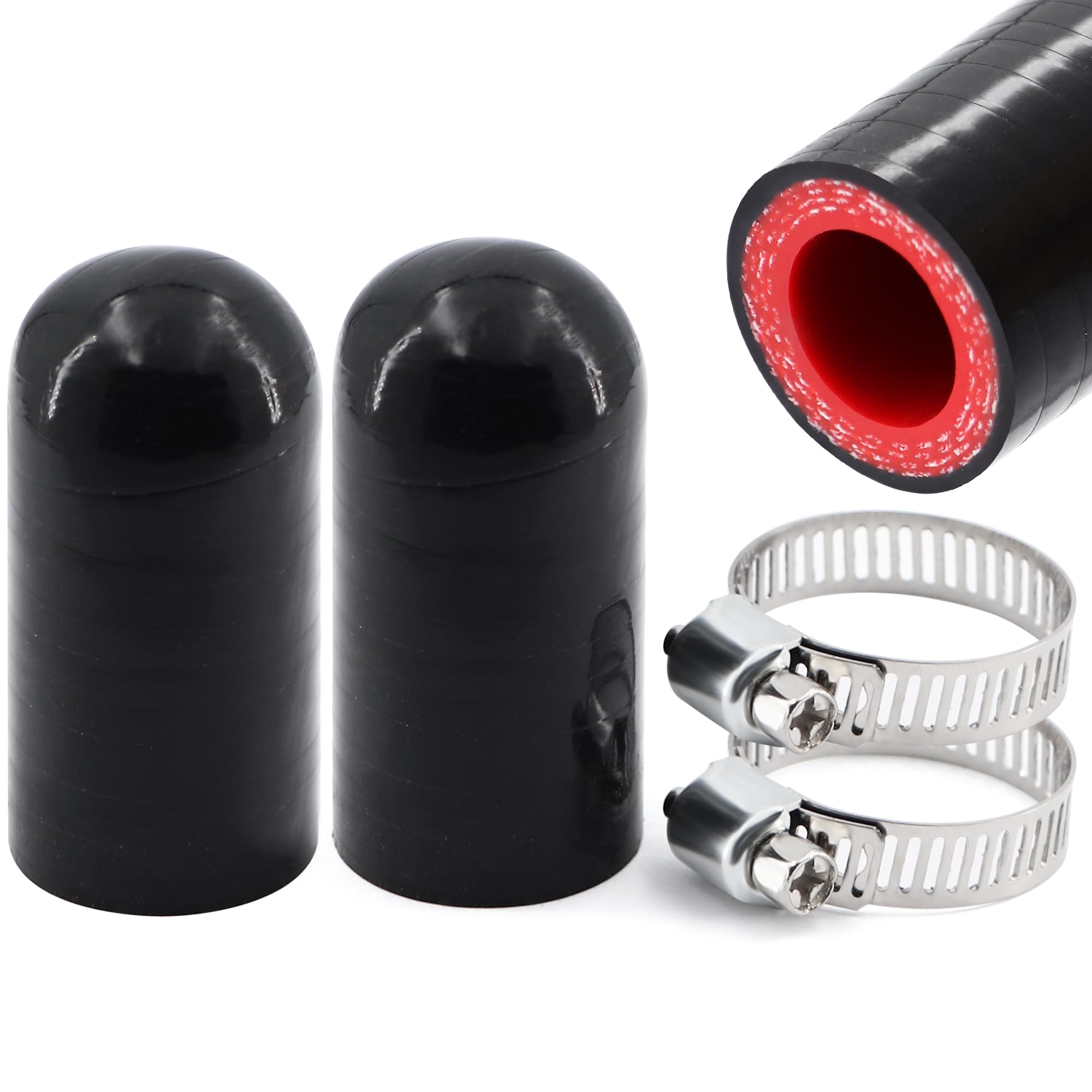 2Pcs High Temperature 4-Ply Reinforced Silicone Hose Cap ID 5/8 Inch(16mm) Hose End Plug for Turbo Bypass Valve/Throttle Body Wa