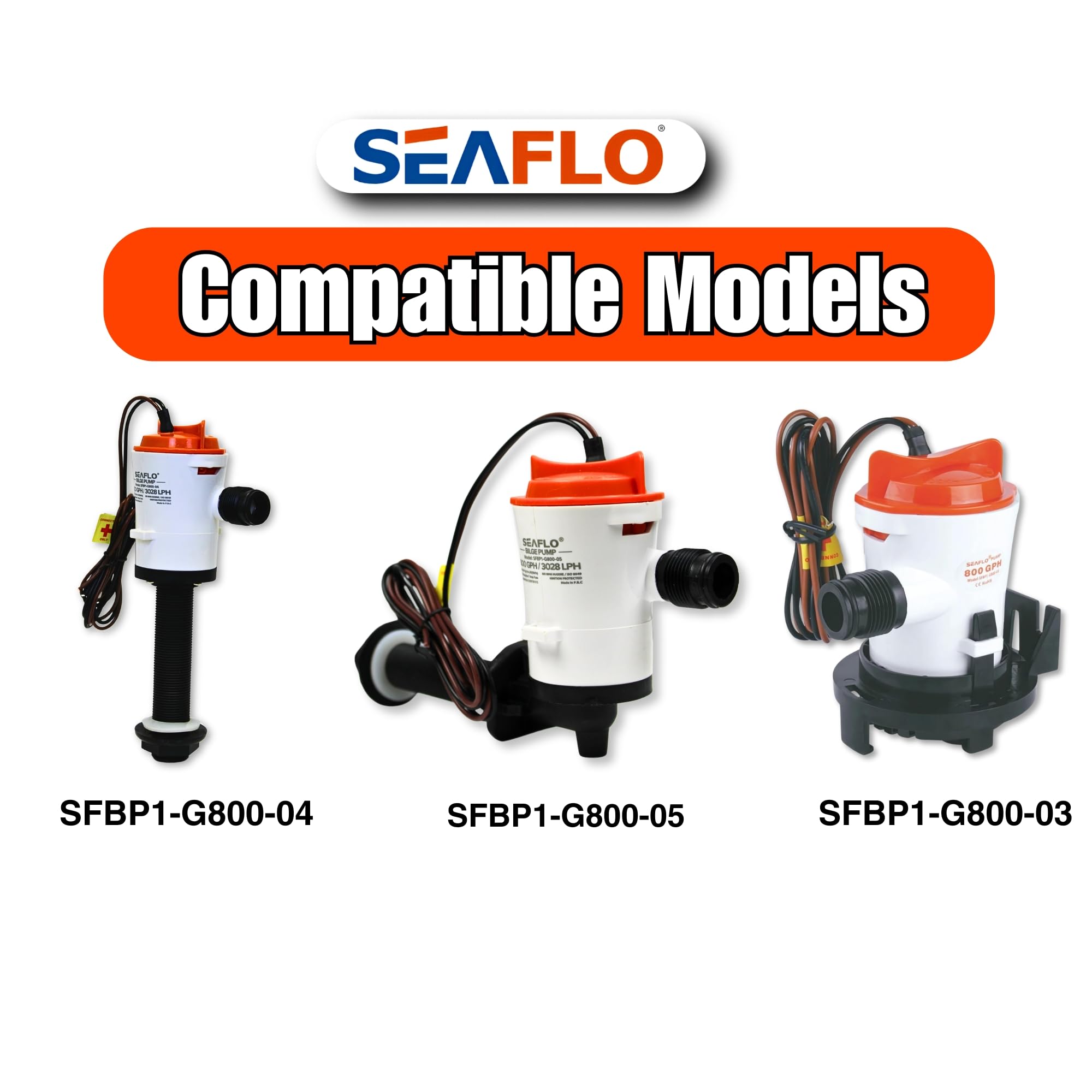 SEAFLO 12V 800 GPH Bilge/Livewell/Baitwell Pump Replacement Cartridge Motor - Fits SEAFLO Models: SFBP1-G800-03, SFBP1-G800-04 &