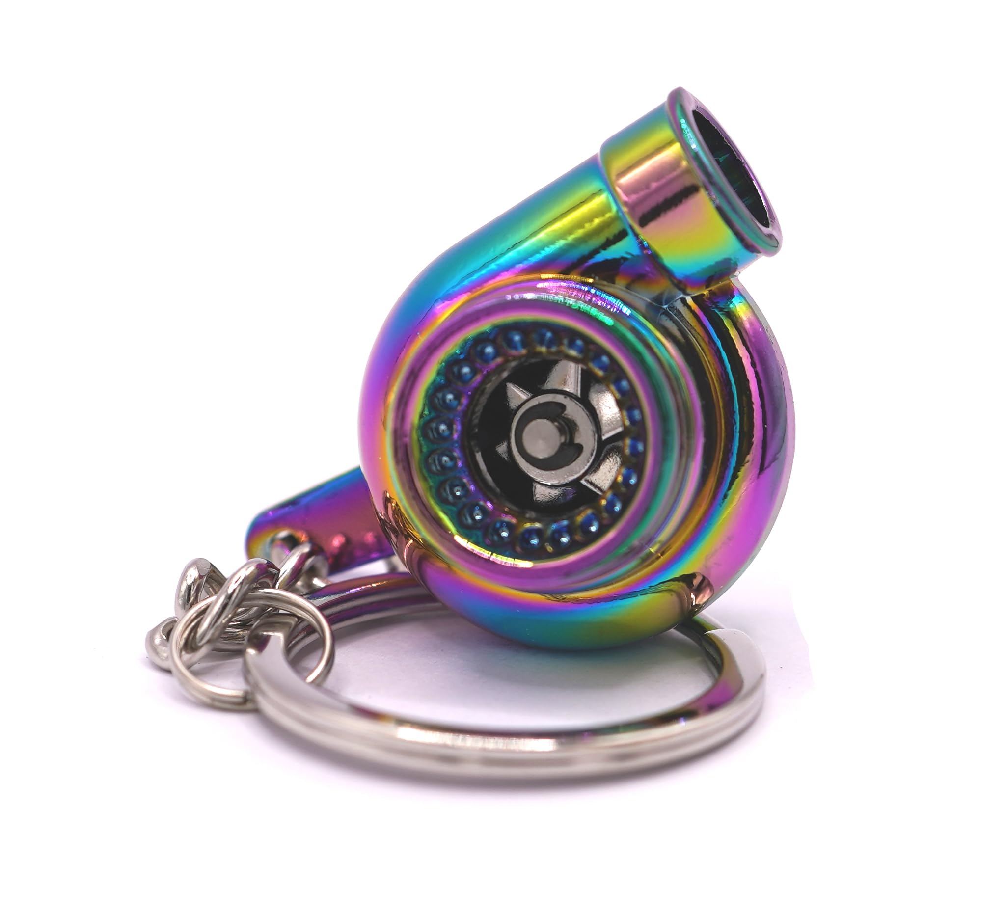 Gt//Rotors Turbo Keychain Metal Spinning Turbocharger Automotive Mini Car Part Keychain Key Ring (Neochrome Turbo)