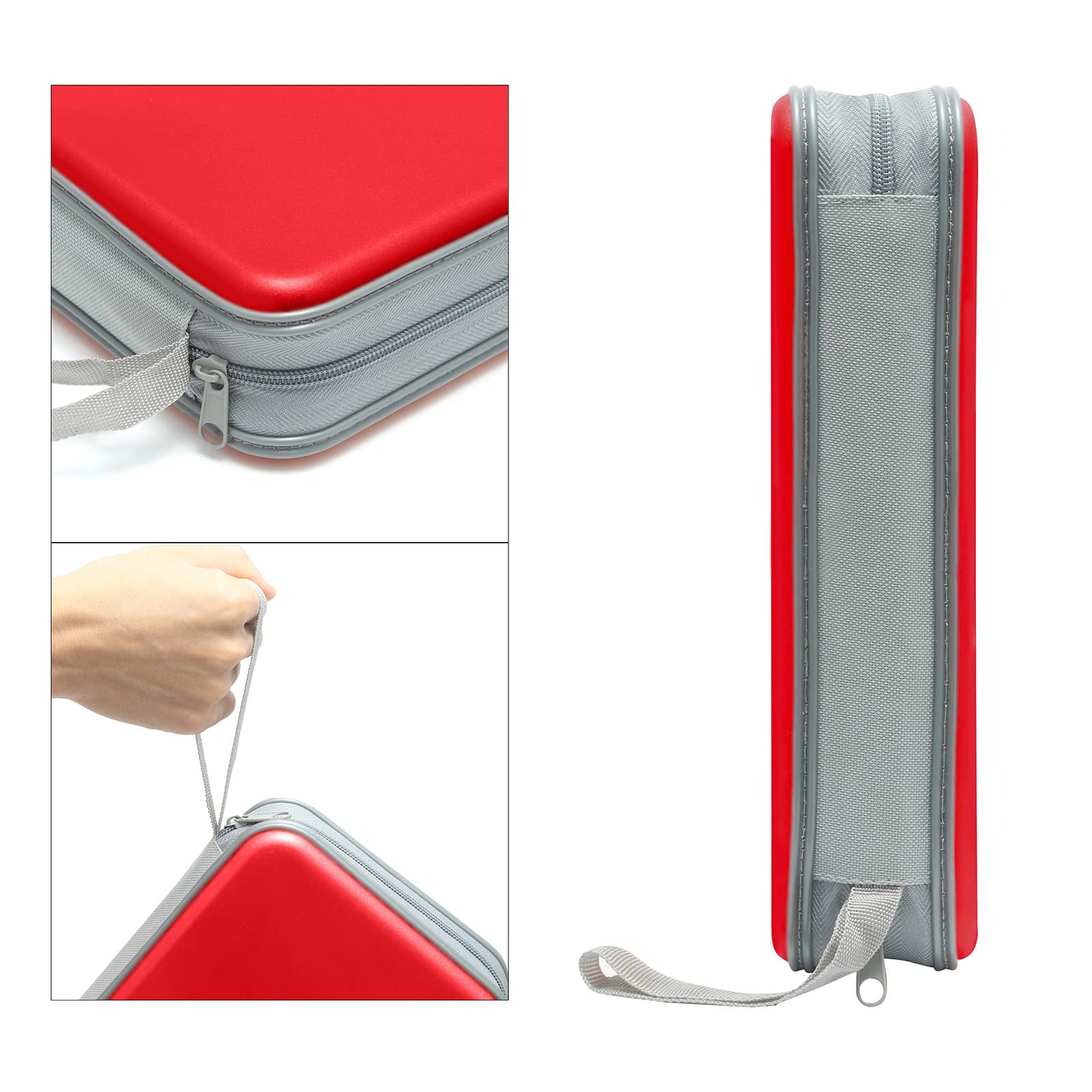 Cd Case, Siveit Dvd Case Holder 96 Capacity Hard Plastic Cd Dvd Disc Cases Storage Binder Wallet For Car Home Office Travel (Red