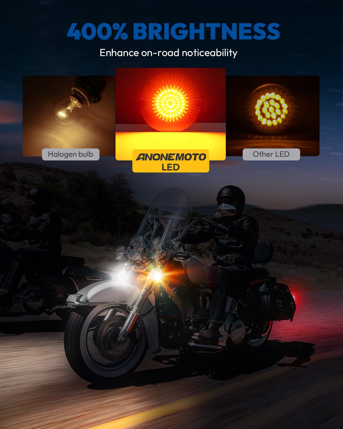 Anonemoto Brightness 1157 1156 Led Turn Signals 3 1/4 Inch Compatible For Harley 1986-2024 Electra Glide Road King Softail Tour