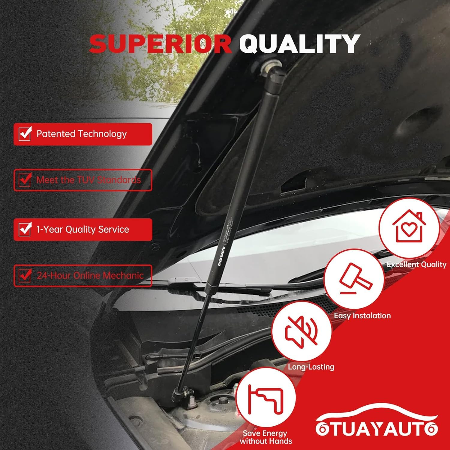 Otuayauto Front Hood Struts - Replacement For Toyota Camry 2007-2011, Gas Spring Prop Rods, Oem# 6333, Pack Of 2