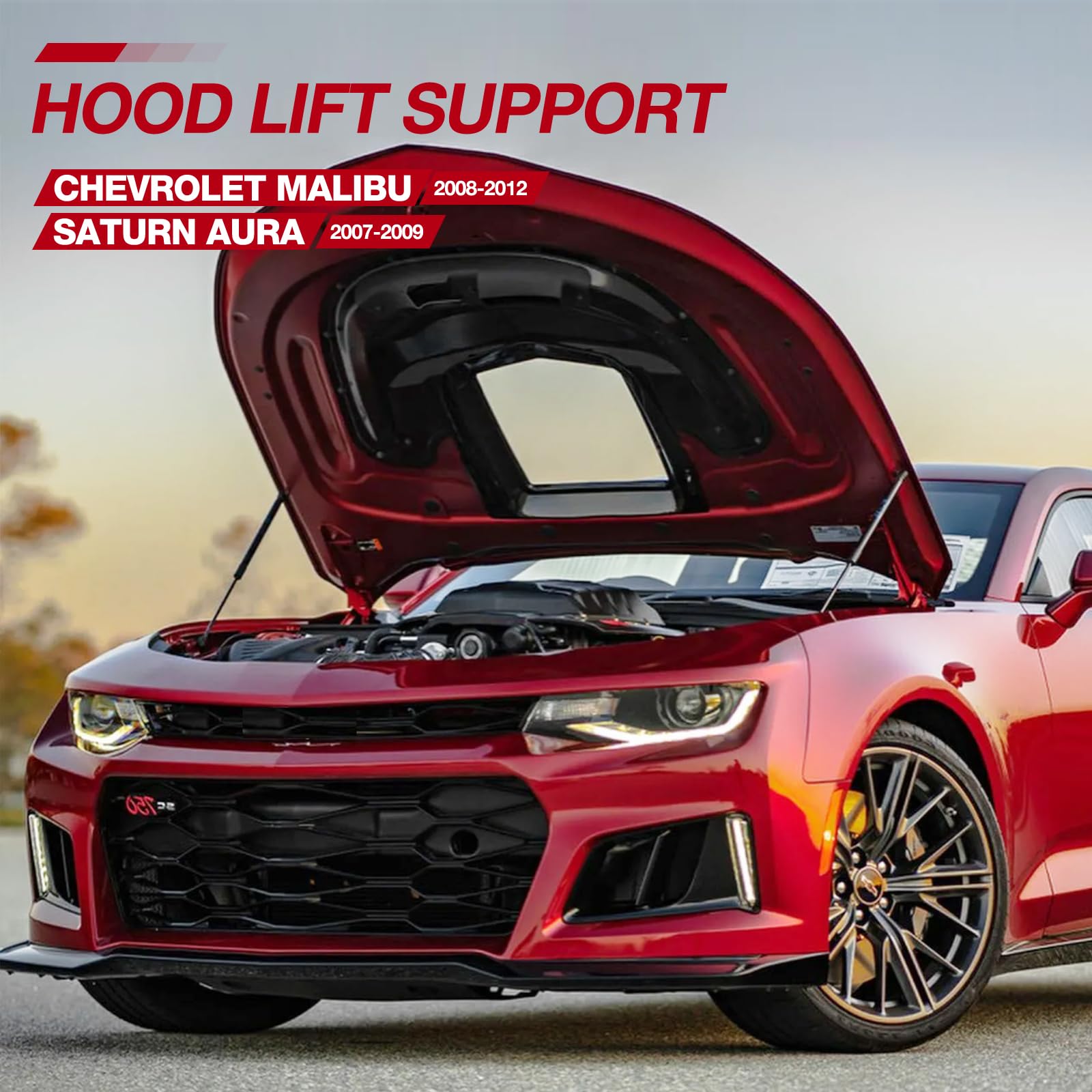 Vepagoo 6166 Front Hood Struts Compatible For Chevrolet Malibu 2008-2012, Saturn Aura 2007-2009 Gas Shock Lift Supports,4-Door H