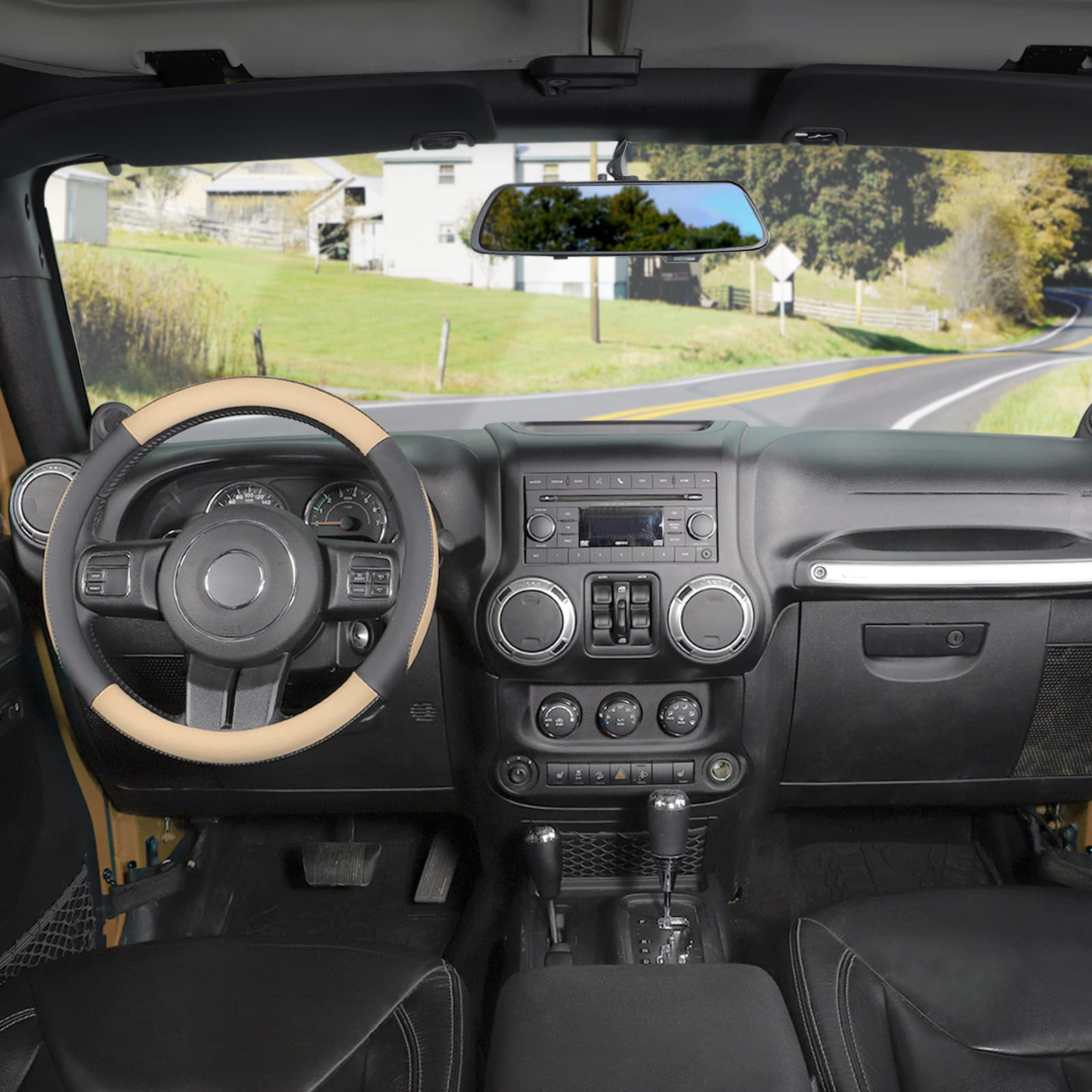 SEG Direct Car Steering Wheel Cover Large-Size for F150 F250 F350 Ram 4Runner Tacoma Tundra Range Rover Model S X with 15 1/2 in