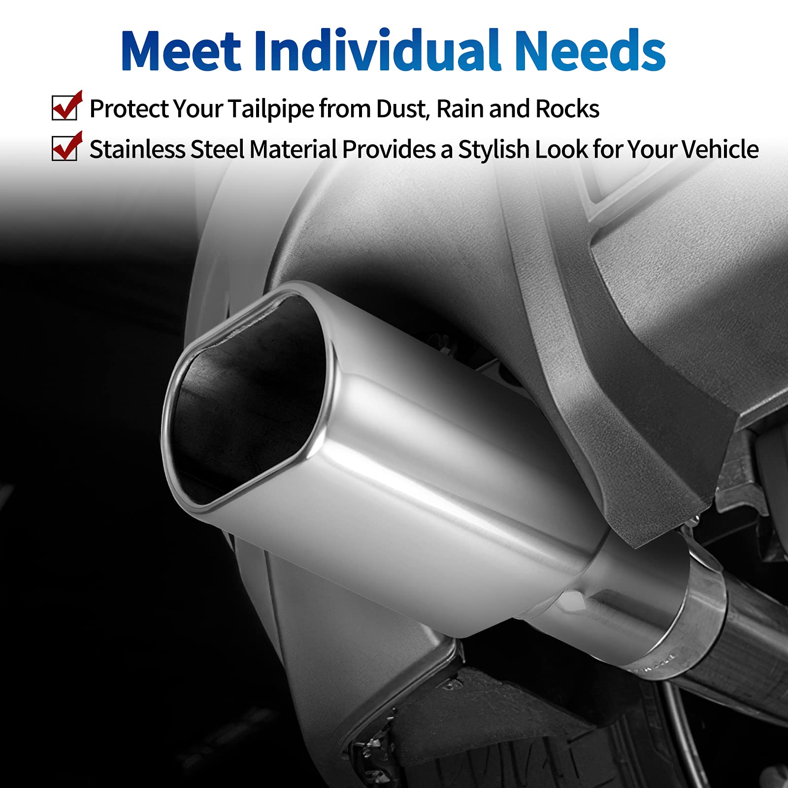 Autosaver88 Square Exhaust Tip 2.5 Inch Inlet, 2.5'' Inlet 3''X5.5'' Outlet 9'' Long Chrome-Plated Stainless Steel Rectangle Exh