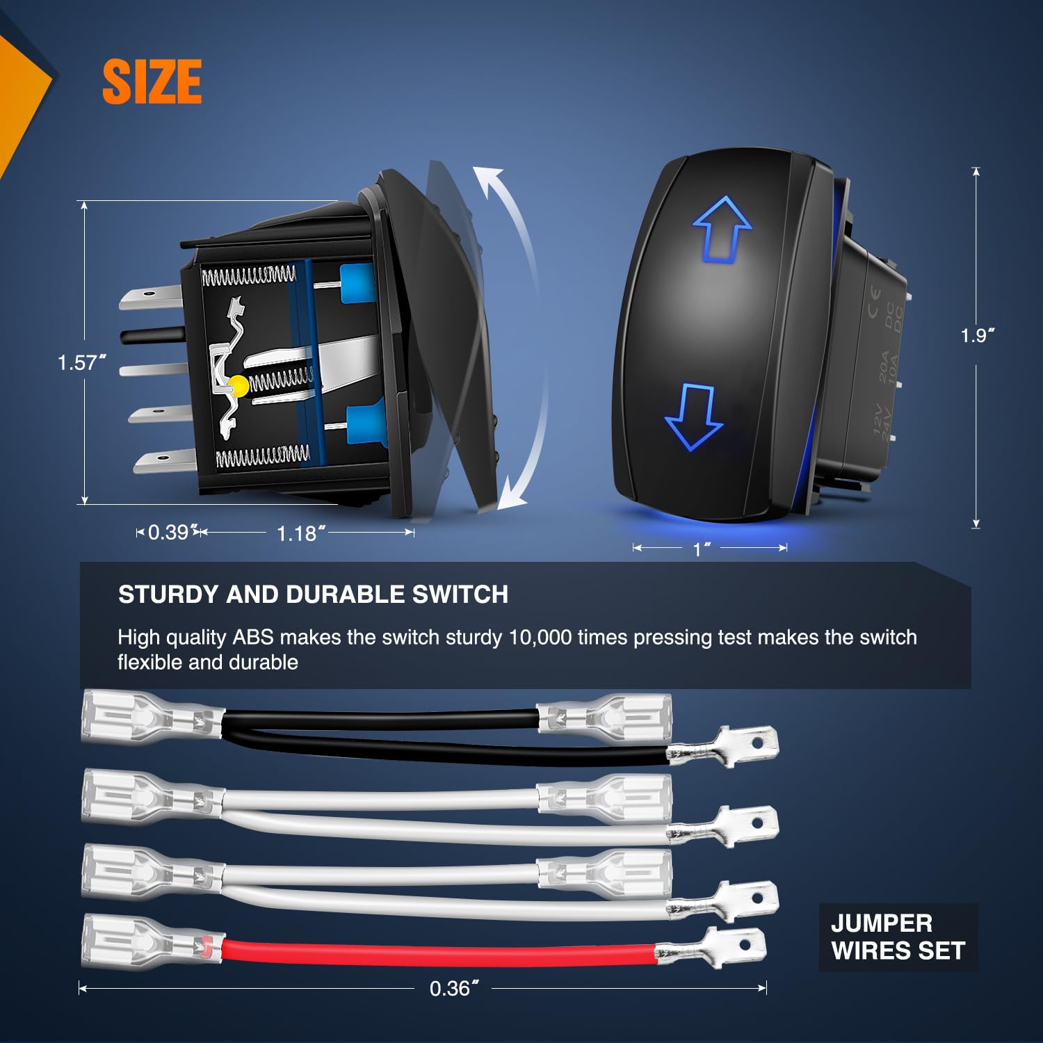 Nilight Arrows Motor Polarity Reverse Momentary Rocker Switch DPDT 20A 12V 24V 7PIN (ON) Off (ON) Switch Toggle Wire Up Down Car