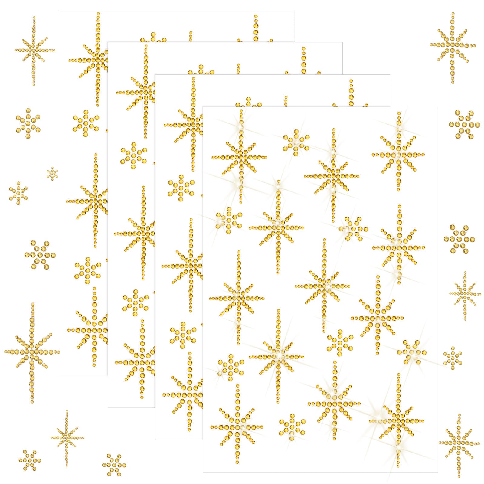 Epakh 76 Pcs Rhinestone Star Of Bethlehem Stickers Self Adhesive Gold Crystal Rhinestone Sticker For Holiday Package Gift Decor