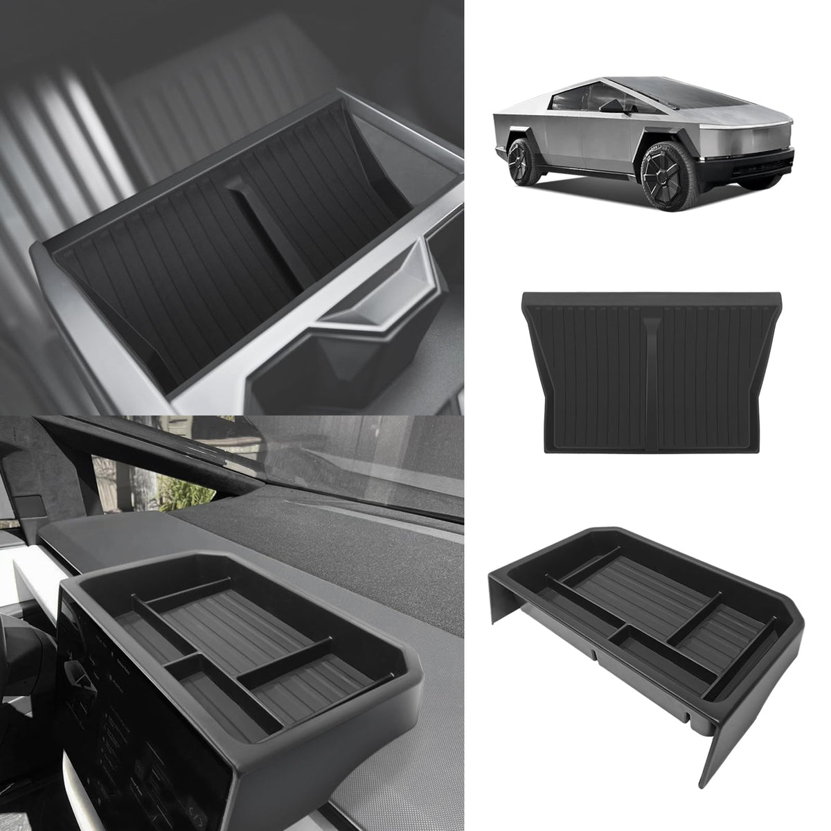 Bestevmod Center Console Screen Dash Organizer Compatible With Tesla Cybertruck 2024 2025 Pickup Dashboard Organizer Back Storag