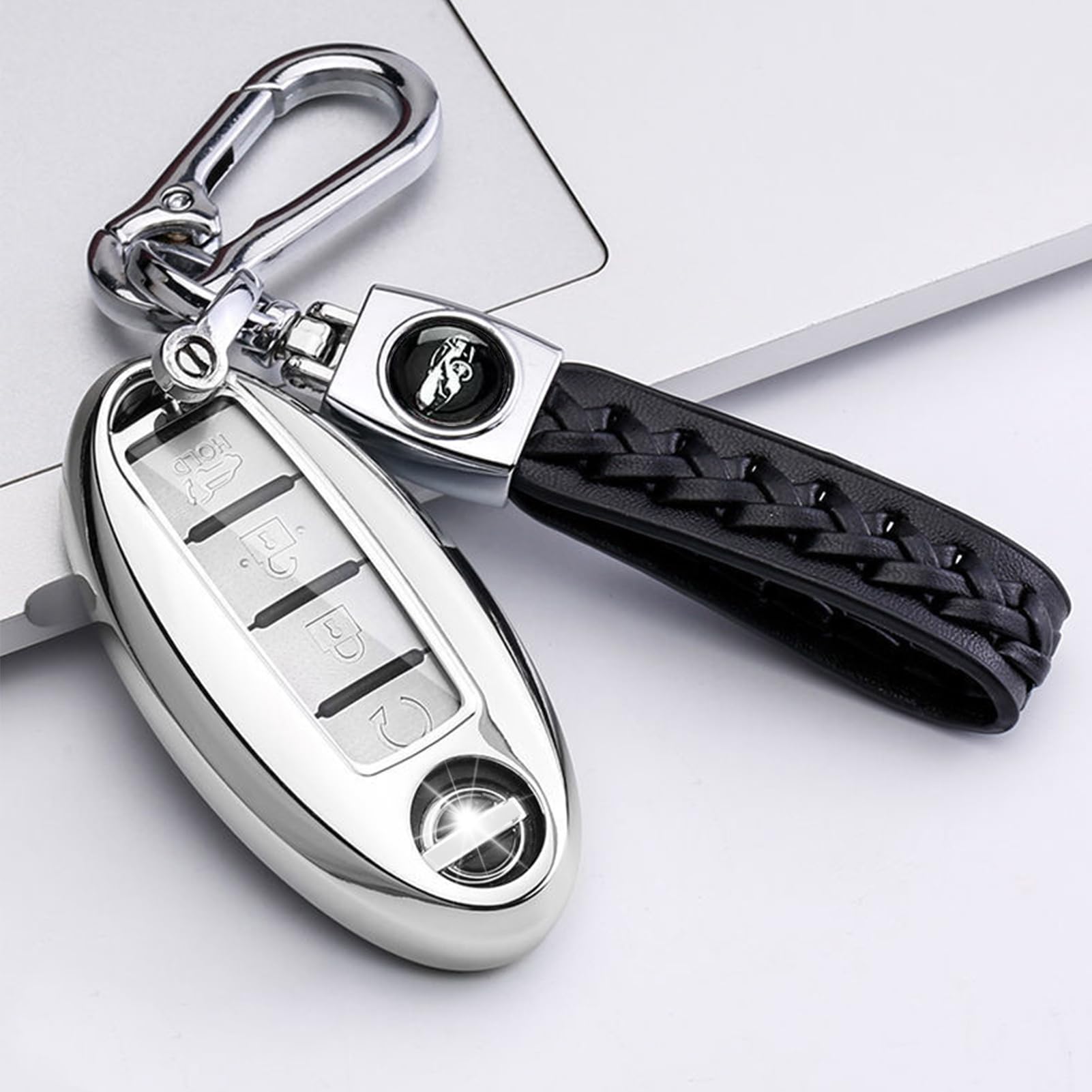 Loryvan For Nissan Key Fob Cover Soft Tpu 360 Degree Protection Key Case With Leather Keychain For Altima Maxima Murano Rogue Se