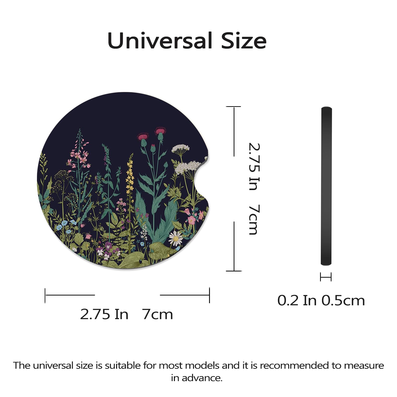 FJyuanqi Car Coasters, 2 Pack Anti Slip Universal Rubber Cup Coasters for Women & Men, Car Interior Accessories - Dandelion Vint