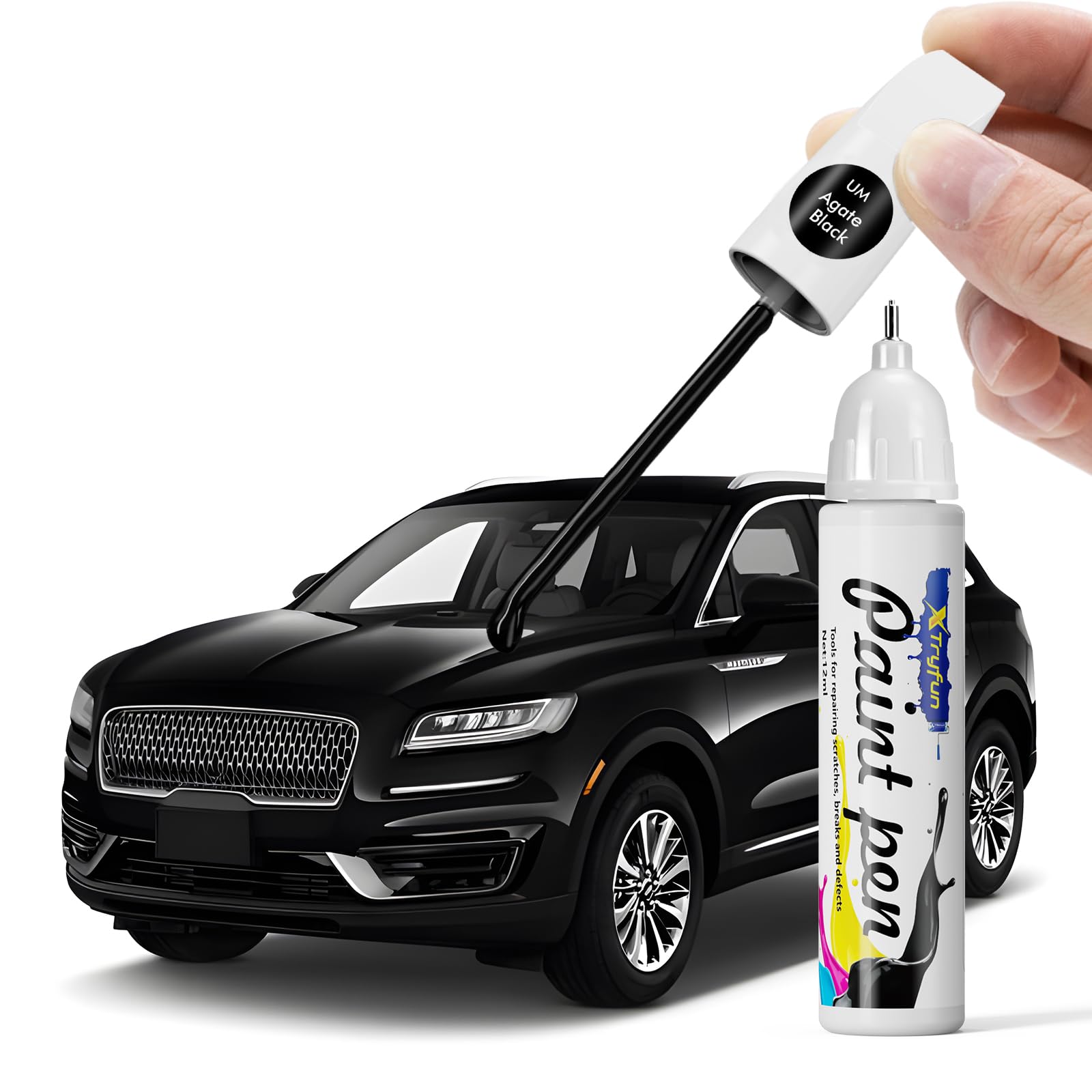 XTryfun UM Infinite Black Touch Up Paint Compatible with Lincoln, DIY Car Paint Scratch Repair, Quick & Easy Fix Automotive Scra