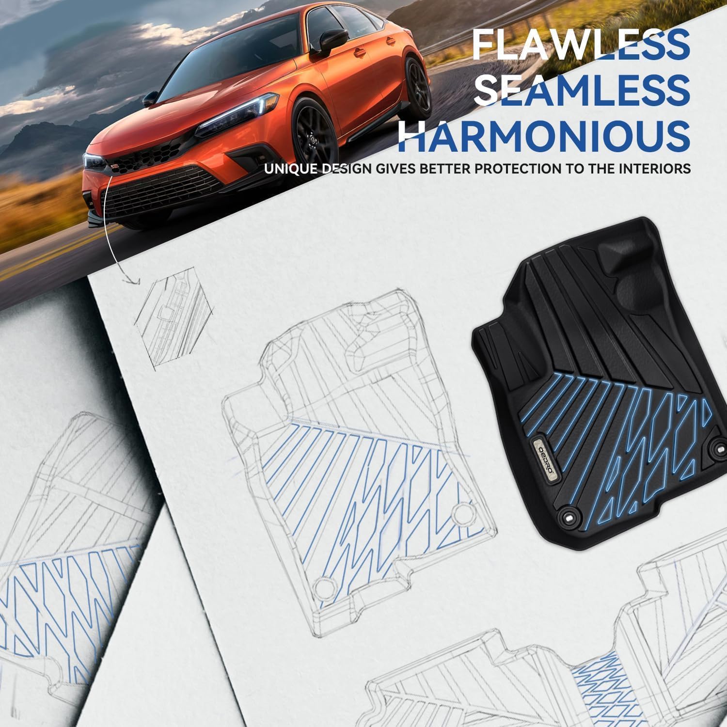 Oedro Upgraded Floor Mats Fit For 2018-2024 2025 Honda Odyssey, All Weather Car Mats Tpe Floor Liner For Odyssey Accessories,1St