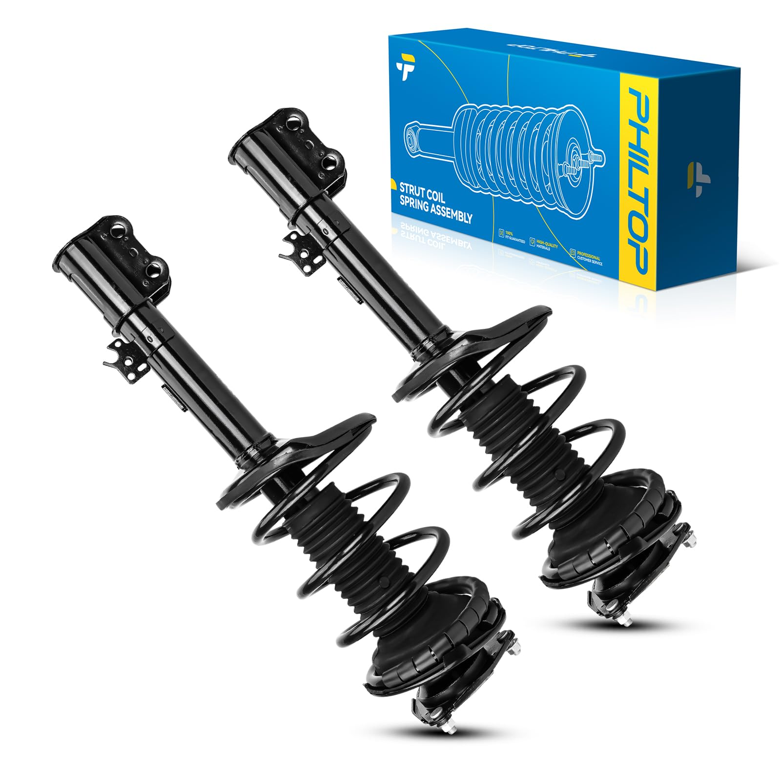 Philtop Front Struts Shock Absorber Fit For Rav4 Fwd 2001 2002 2003, Complete Struts With Coil Spring Assembly, Quick Suspension