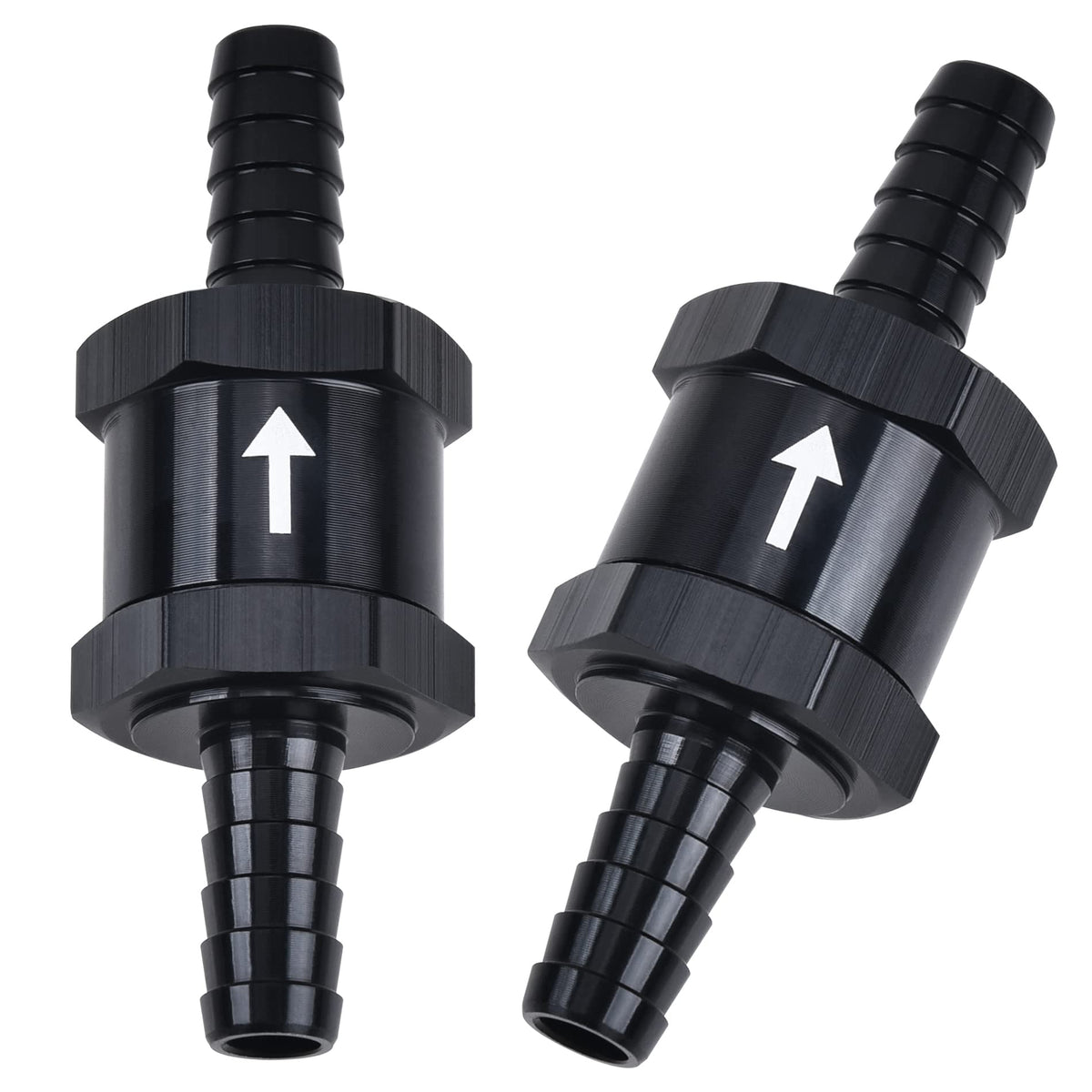 Evil Energy 1/4'' Fuel Check Valve One Way Inline Non Return Diesel Gasoline Black(6Mm Od,2Pcs)