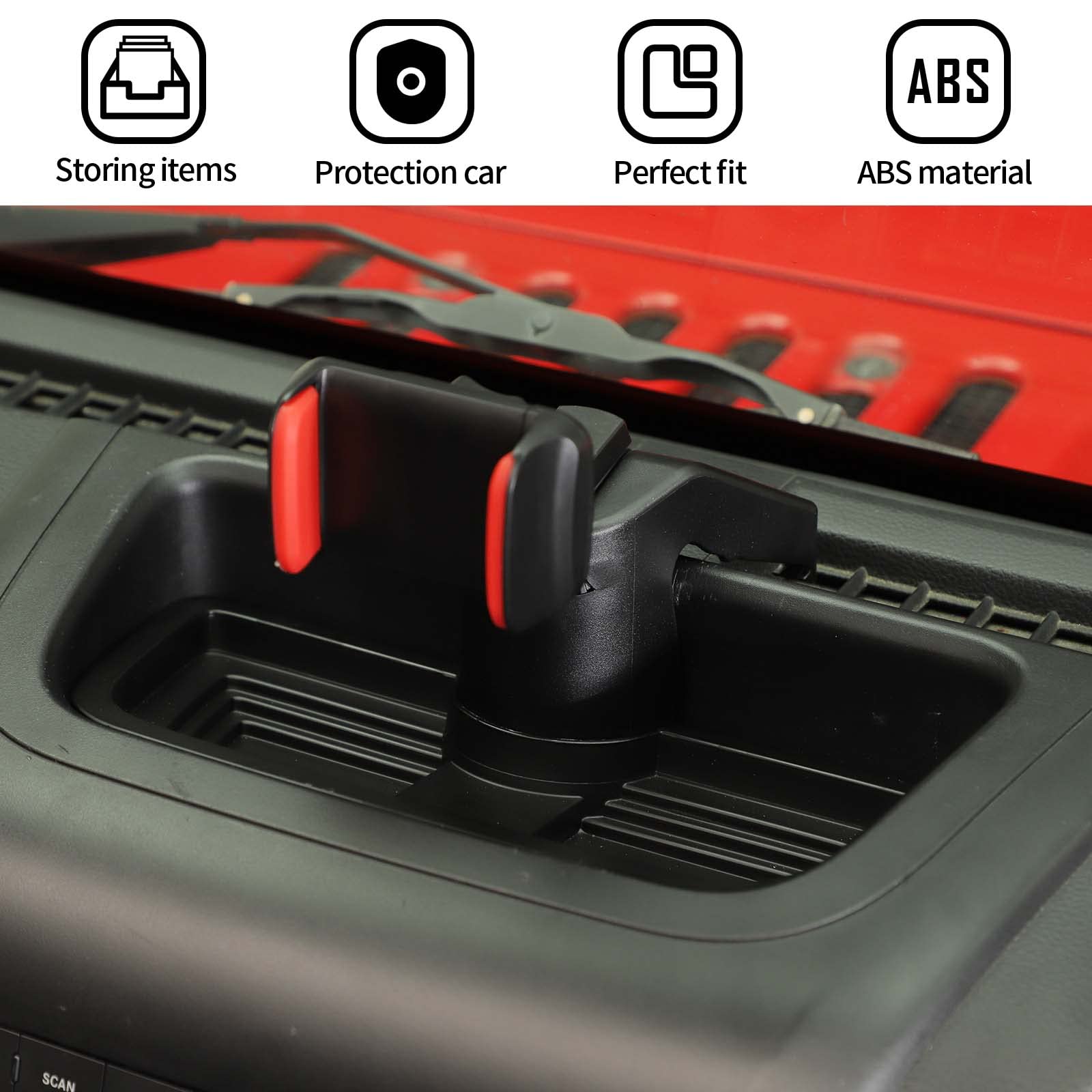 Voodonala for Jeep JK Phone Holder with Storage Cell Phone Central Dash Phone Mount with Storage Bin for 2011-2018Jeep Wrangler