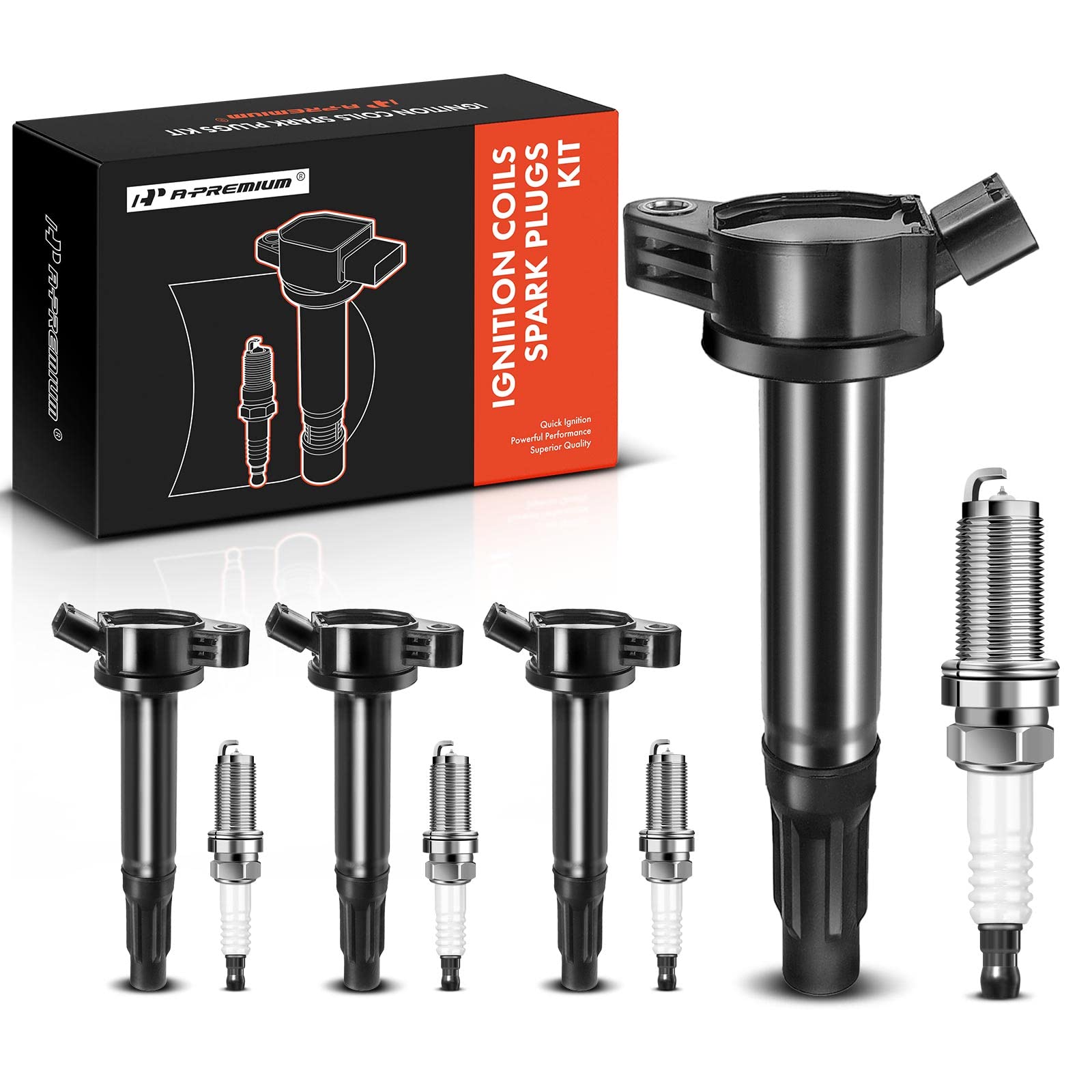 A-Premium Set Of 4 Ignition Coil Pack And Iridium Spark Plugs Compatible With Toyota Camry 2010-2017, Rav4 2009-2018, Sienna 201