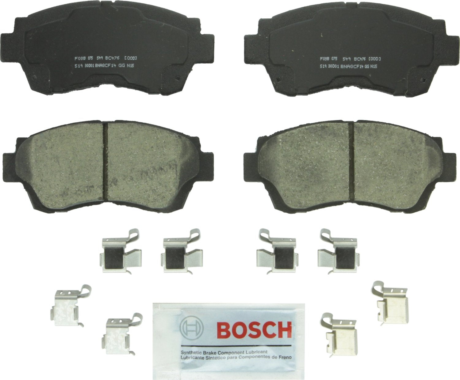 BOSCH BC476 QuietCast Premium Ceramic Disc Brake Pad Set - Compatible with Select Lexus ES300, LS400, SC300; Toyota Avalon, Camr