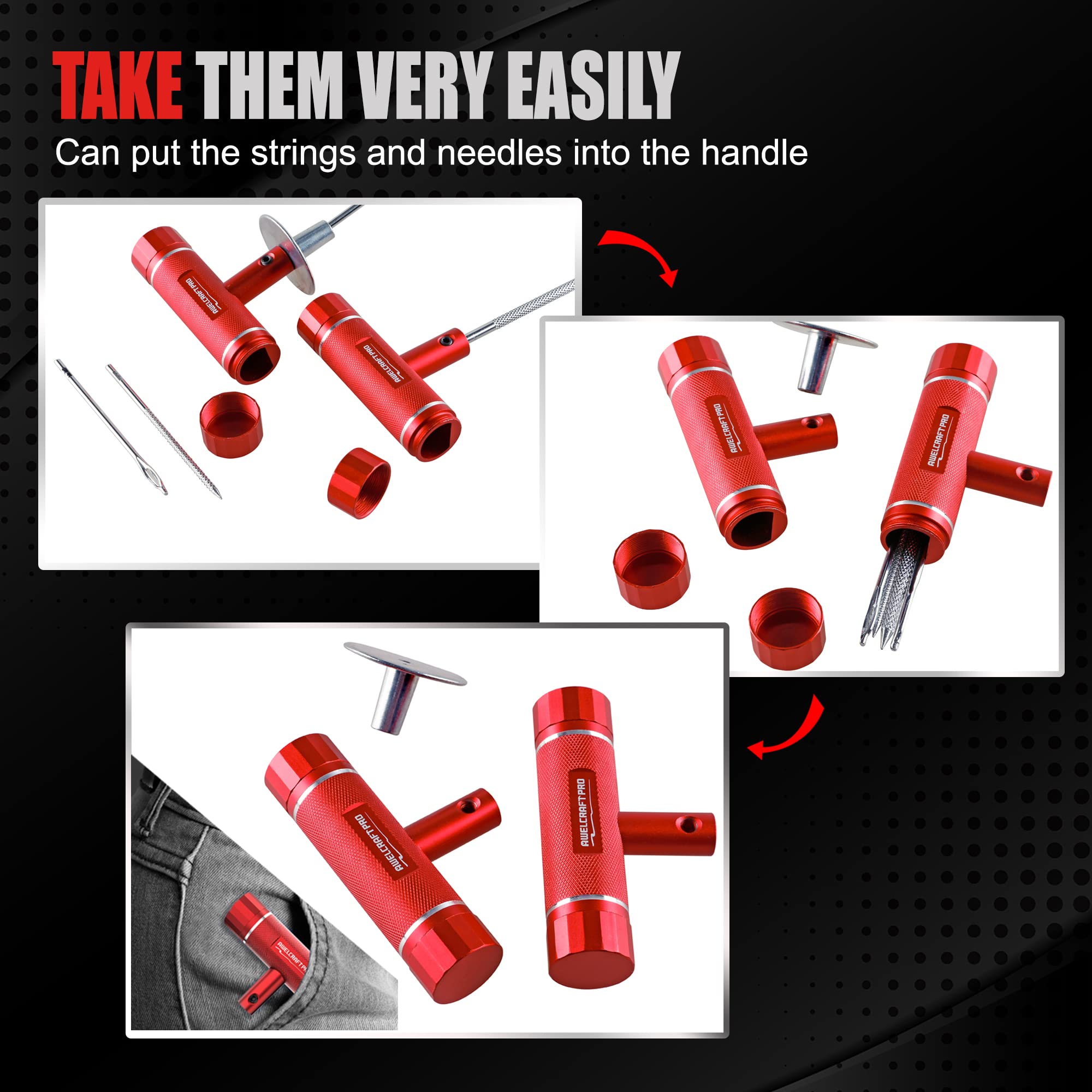 Awelcraft Heavy Duty Tire Repair Tools Kit - 108 Pcs Set Truck Tool Box For Motorcycle, Car, Atv, Jeep, Truck, Tractor Flat Tire