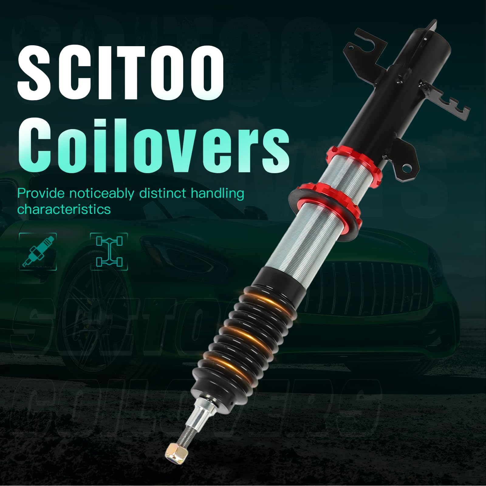Scitoo Adjustable Damper Coilover Suspensions Shock Struts Kits Assembly Shocks Struts Fit 2013 2014 2015 2016 For Dodge For Dart