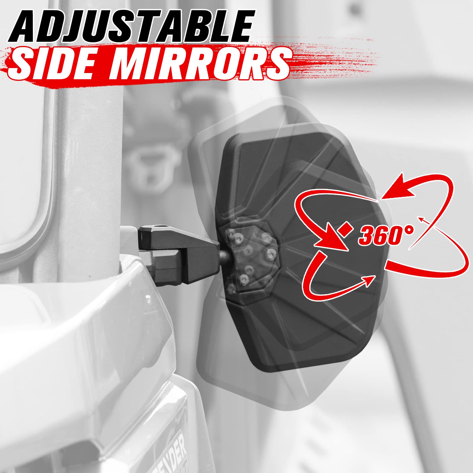 A & Utv Pro Rear View Mirror & Side Mirrors Kit For 2016-2024 Can-Am Defender Hd5 Hd8 Hd9 Hd10 Accessories, Adjustable Convex Br