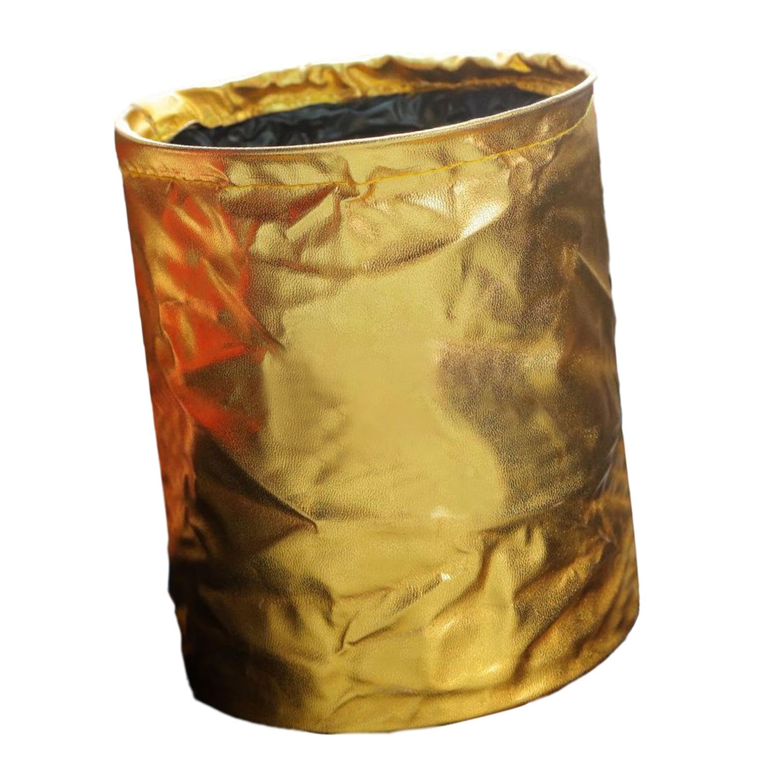 Lyla Folding Car Trash Can Scratch Resistant Auto Accessories Hanging Garbage Bin Golden